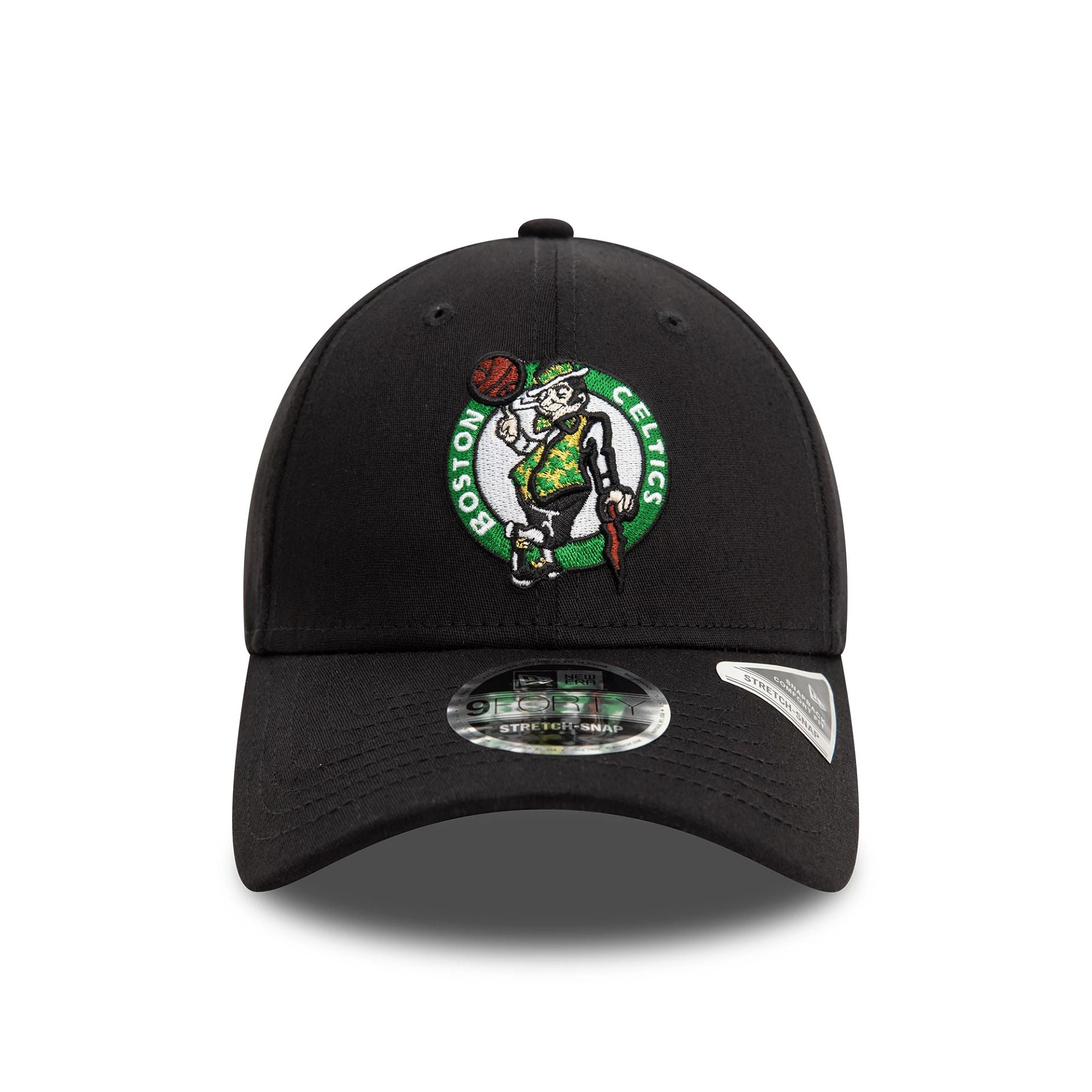 Boston Celtics NBA Black 9FORTY Stretch Snap Adjustable Cap