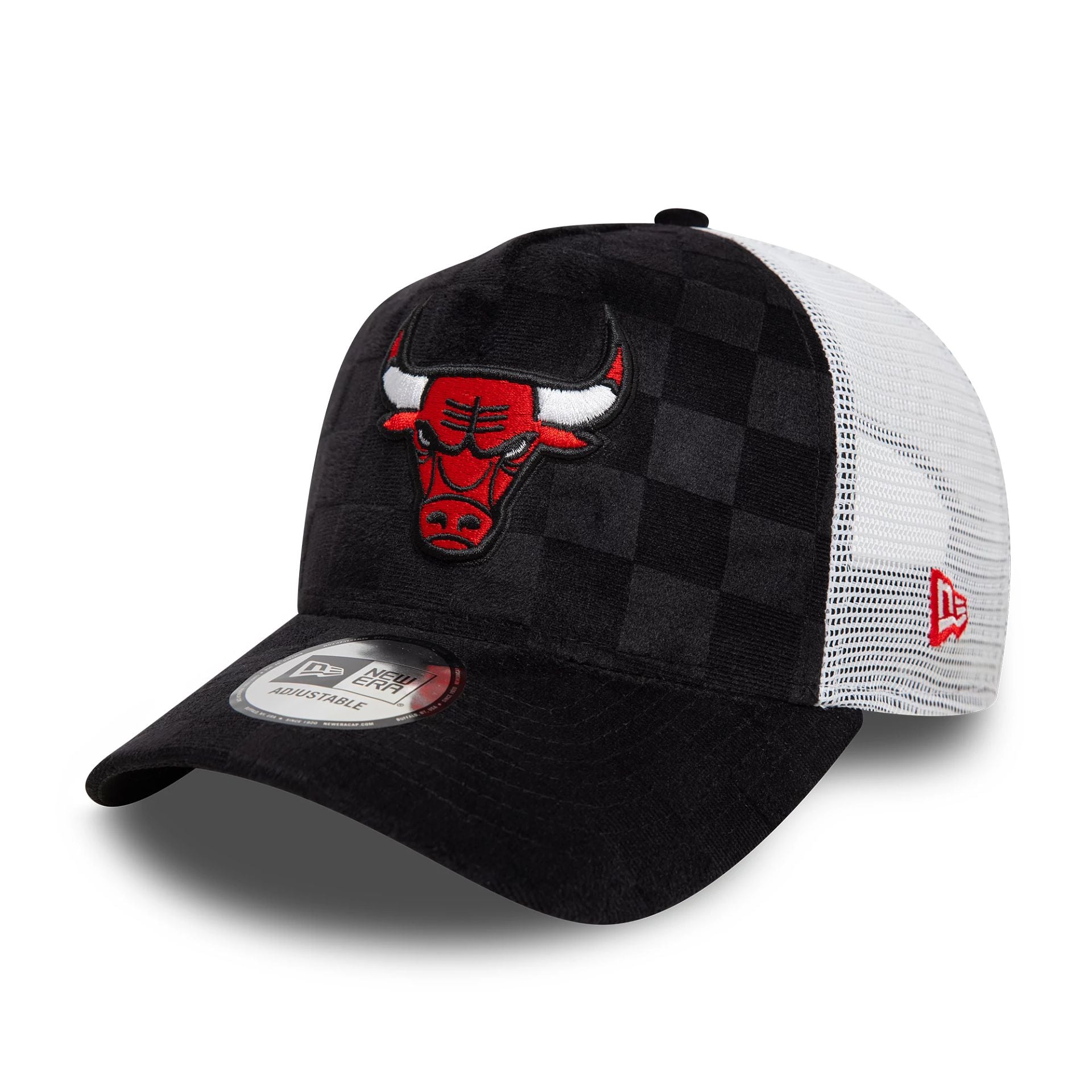 Chicago Bulls Tonal Check Black 9FORTY A-Frame Trucker Adjustable Cap