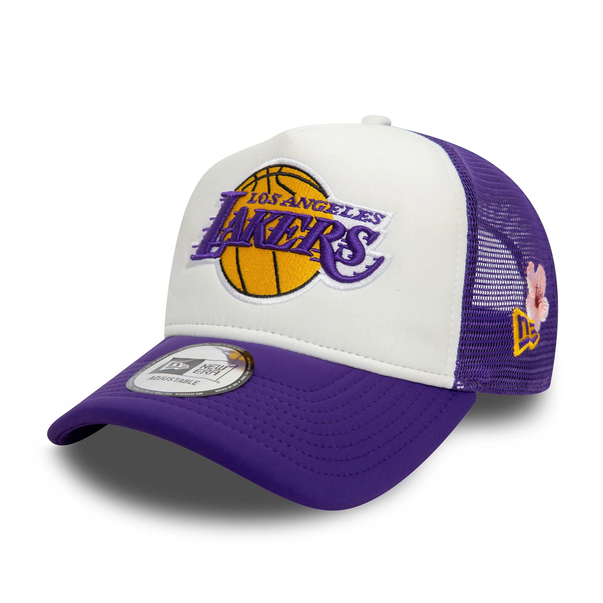 LA Lakers NBA Flower Purple 9FORTY A-Frame Trucker Adjustable Cap