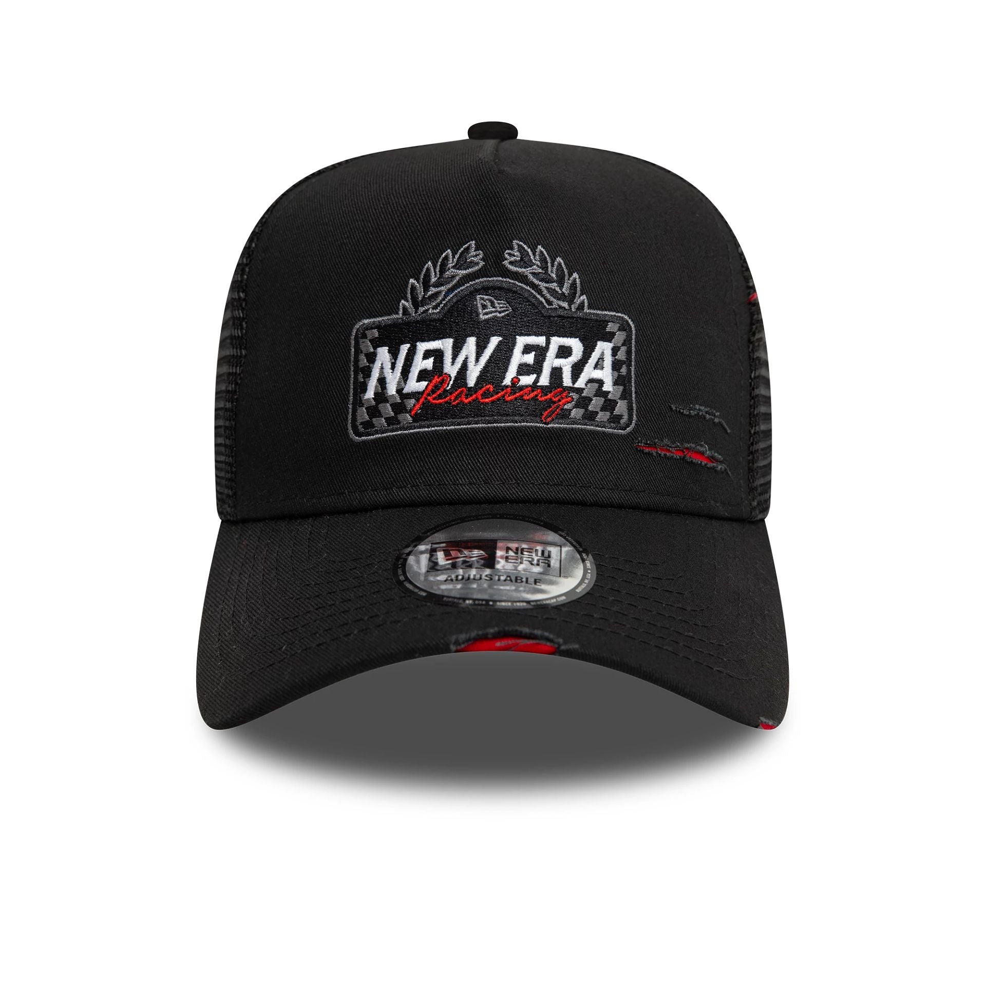 New Era Motorsport Black 9FORTY A-Frame Trucker Adjustable Cap