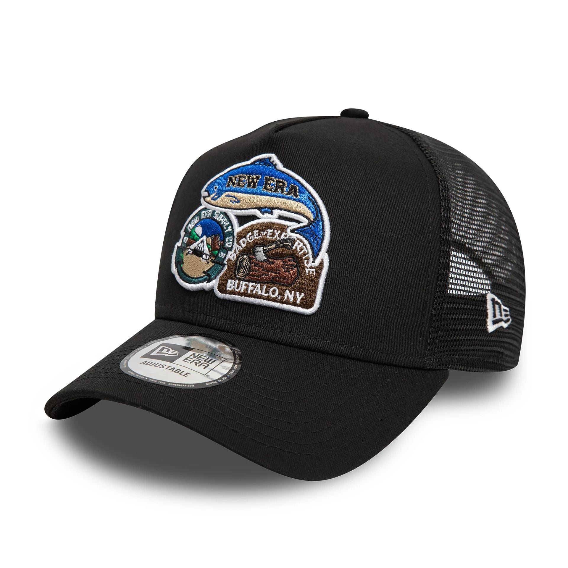 New Era Outdoor Black 9FORTY A-Frame Trucker Adjustable Cap