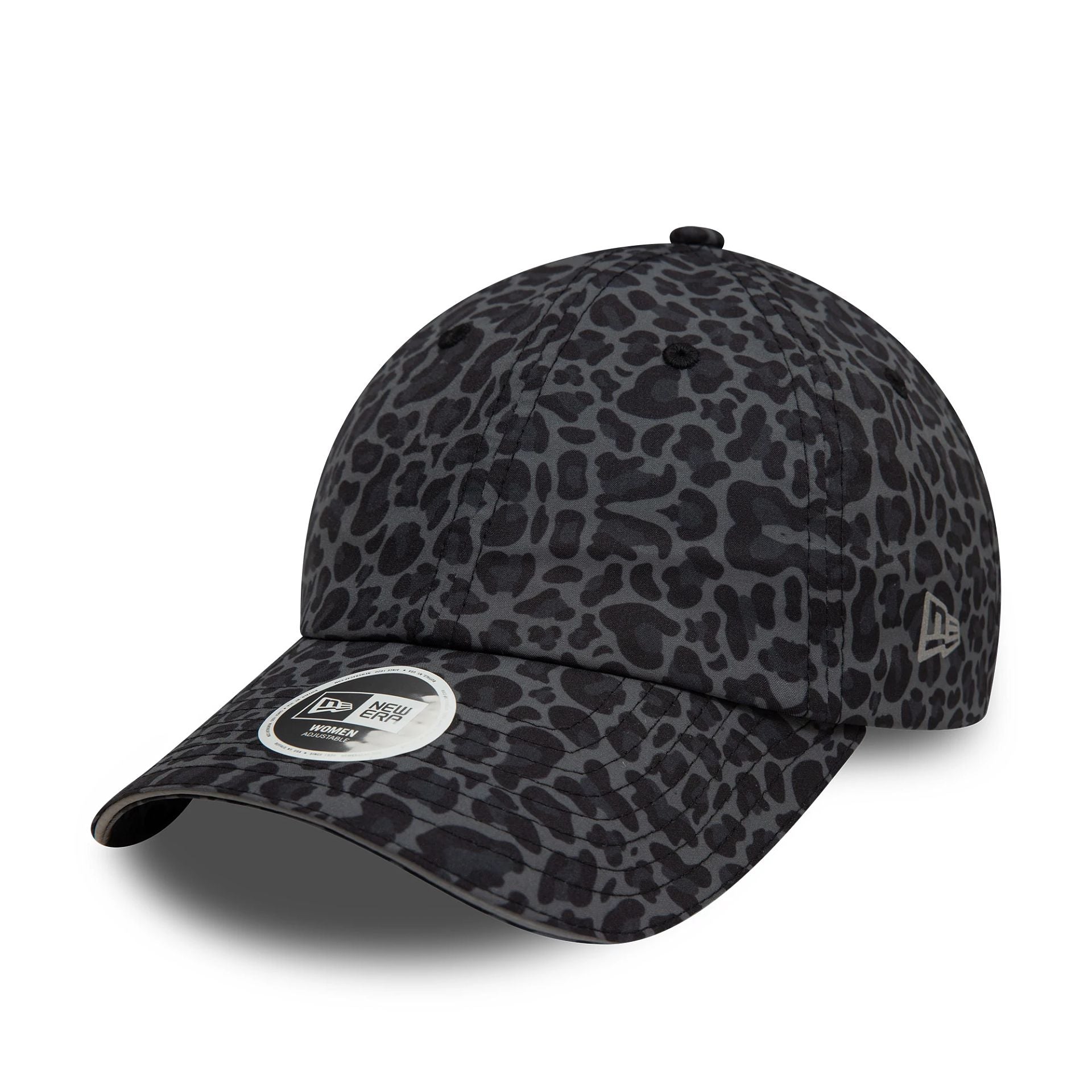 Womens New Era All Over Print Black Leopard Print Open Back Adjustable Cap