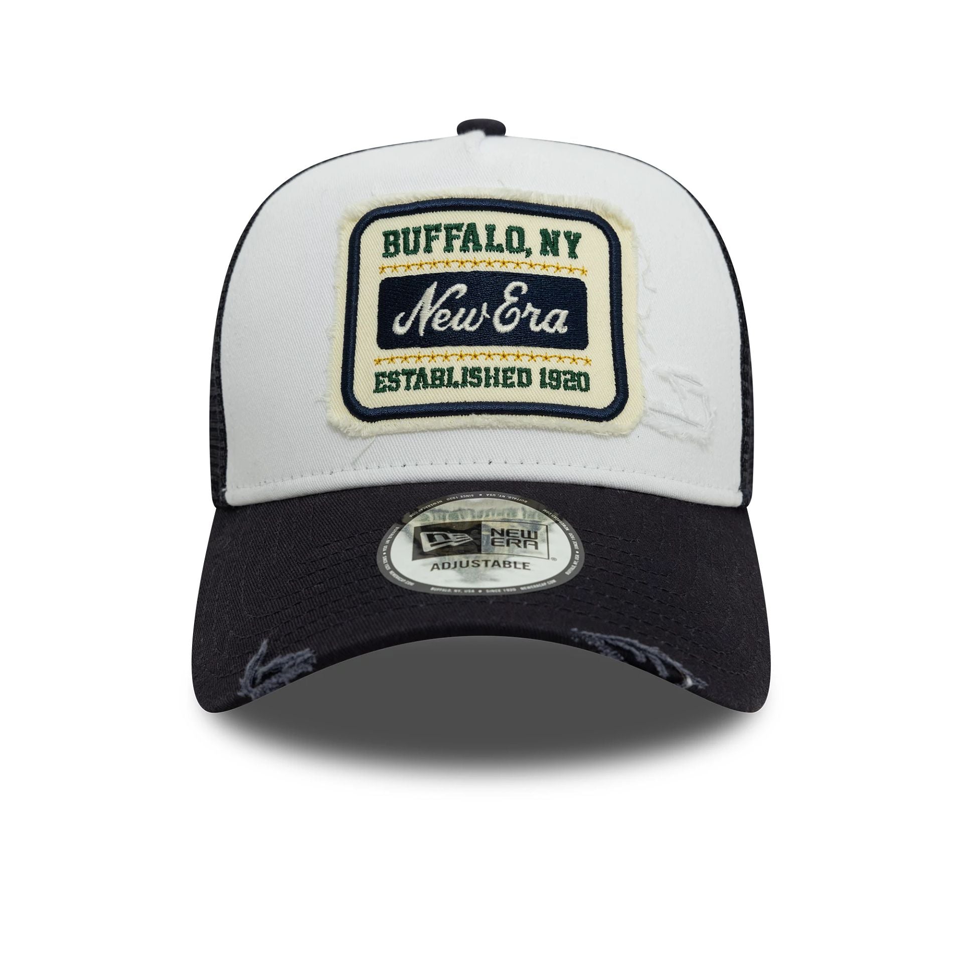 New Era Patch Distressed White 9FORTY A-Frame Trucker Adjustable Cap