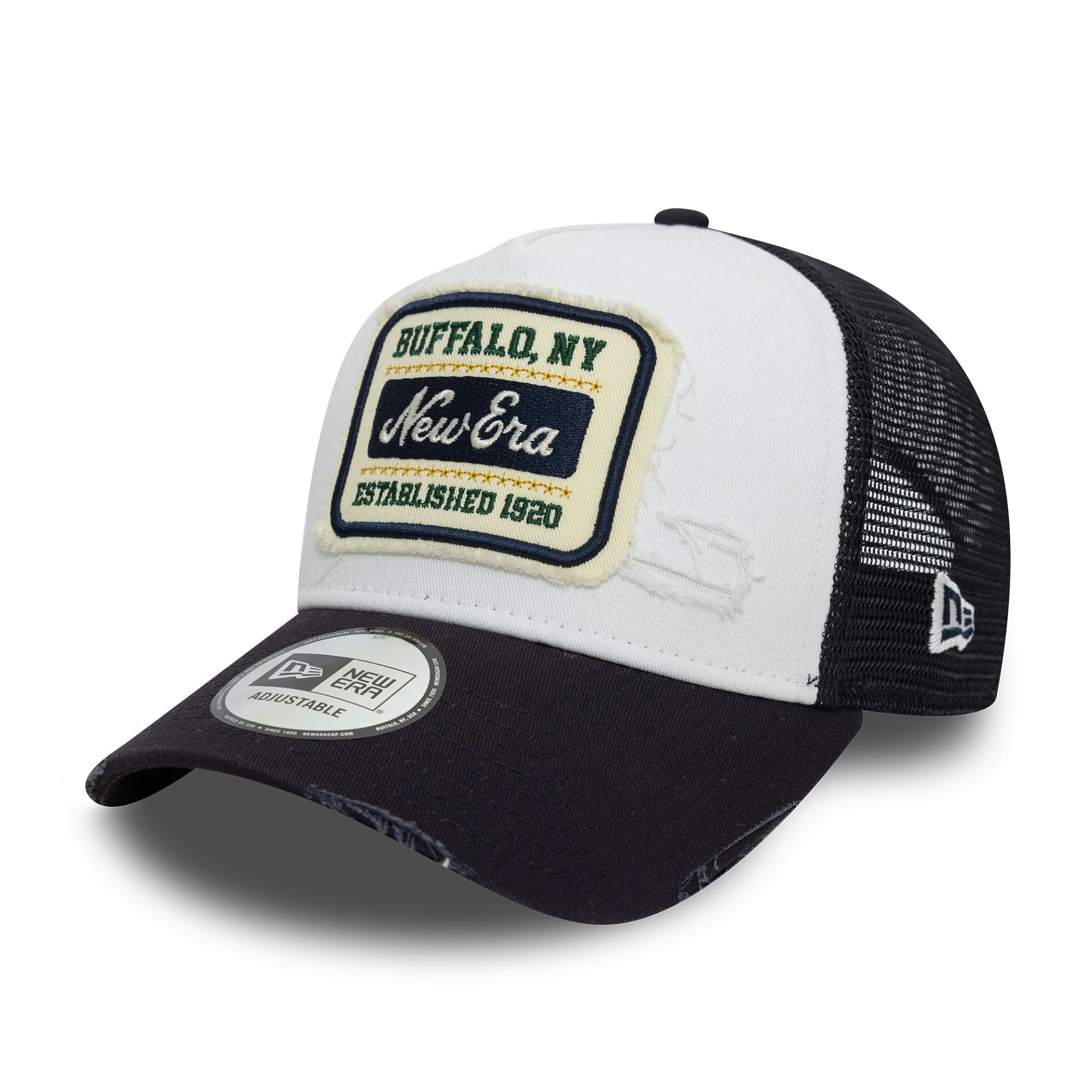 New Era Patch Distressed White 9FORTY A-Frame Trucker Adjustable Cap