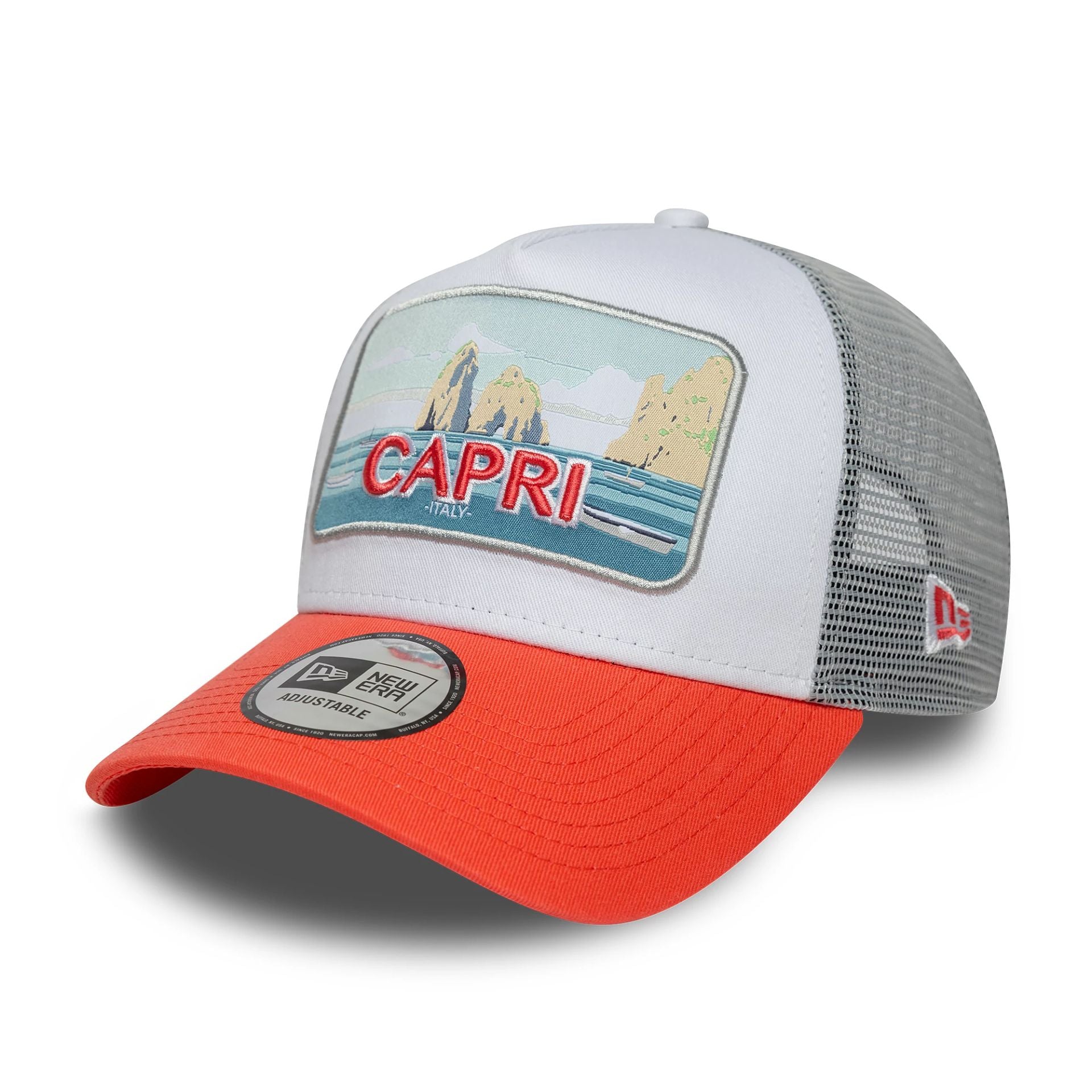 New Era Summer Capri Orange 9FORTY A-Frame Trucker Adjustable Cap