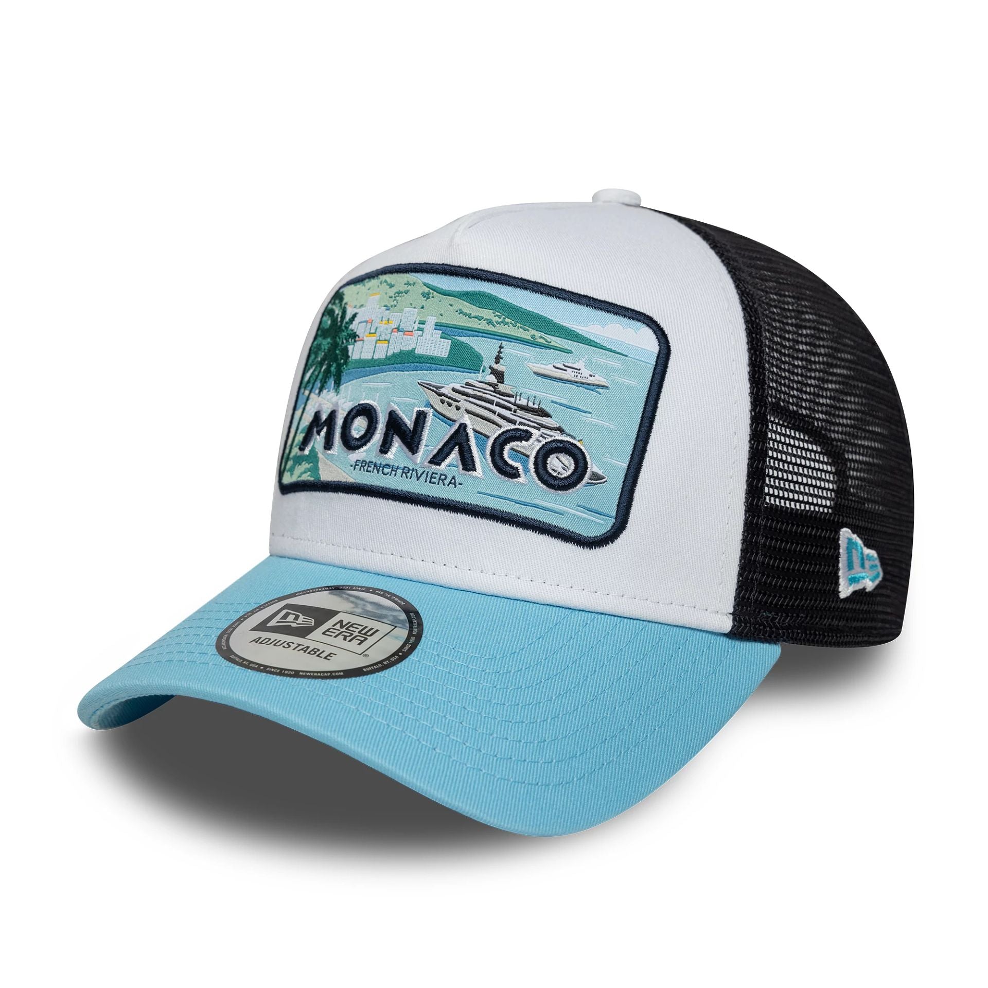 New Era Summer Monaco Pastel Blue 9FORTY A-Frame Trucker Adjustable Ca