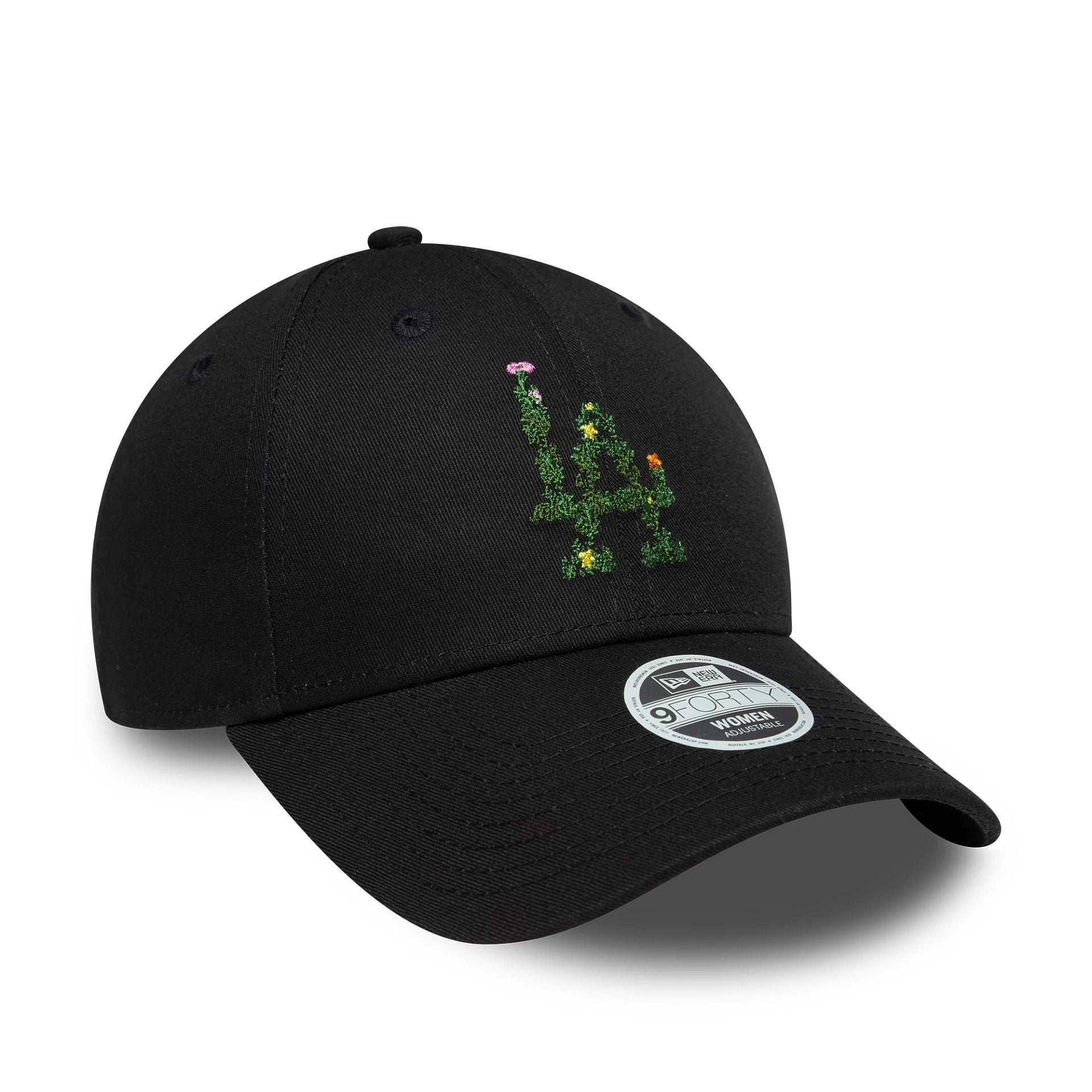 LA Dodgers Womens MLB Floral Infill Black 9FORTY Adjustable Cap