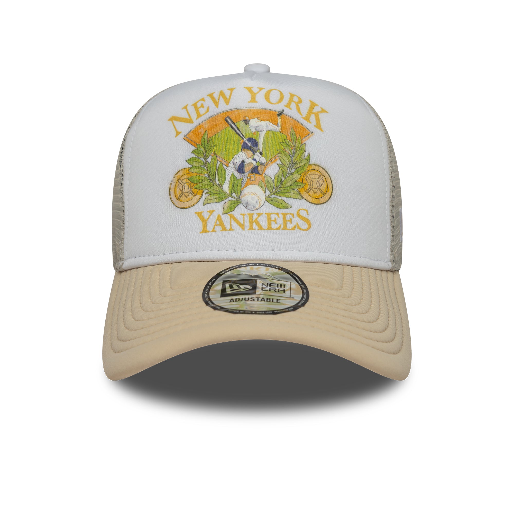 New York Yankees MLB Graphic Cream 9FORTY A-Frame Trucker Adjustable Cap