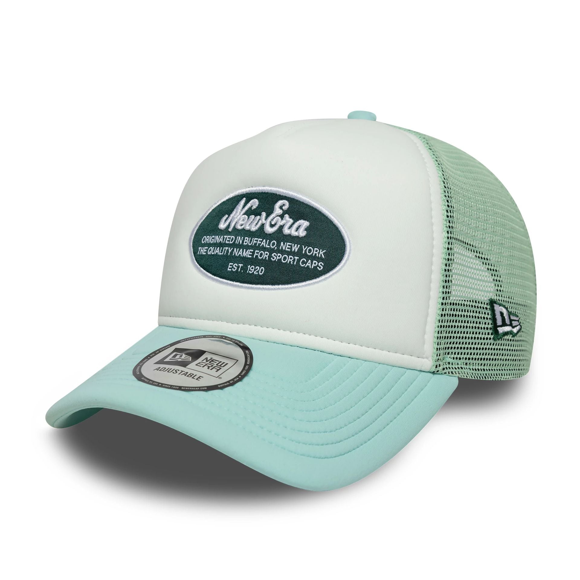 New Era Oval Foam Patch Pastel Green 9FORTY A-Frame Trucker Adjustable Cap