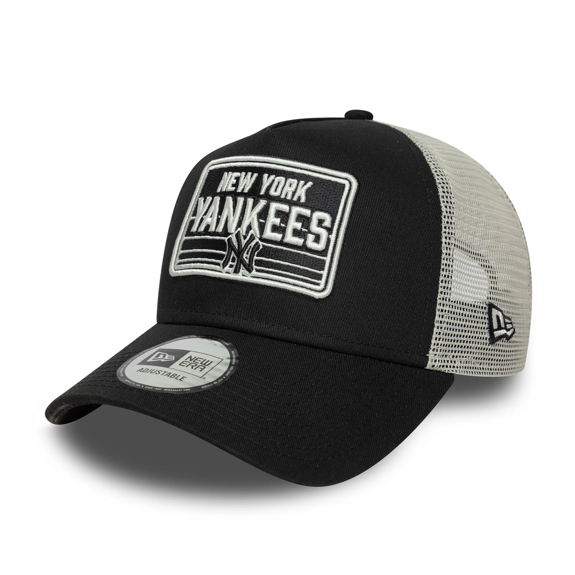 New York Yankees MLB Patch Black 9FORTY A-Frame Trucker Adjustable Cap
