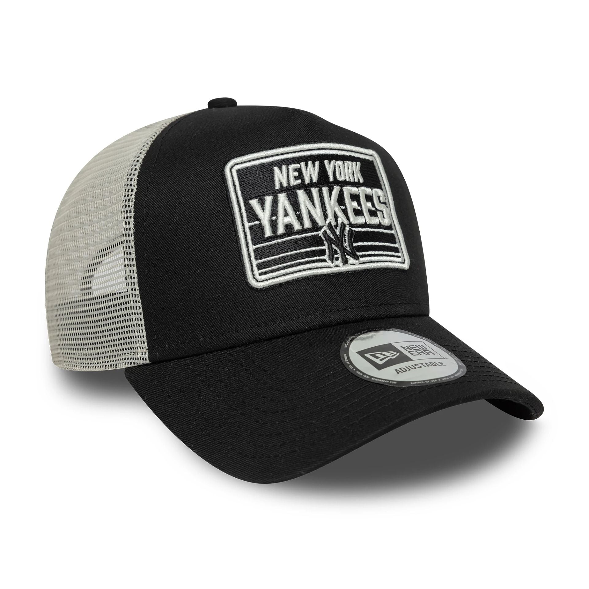 New York Yankees MLB Patch Black 9FORTY A-Frame Trucker Adjustable Cap
