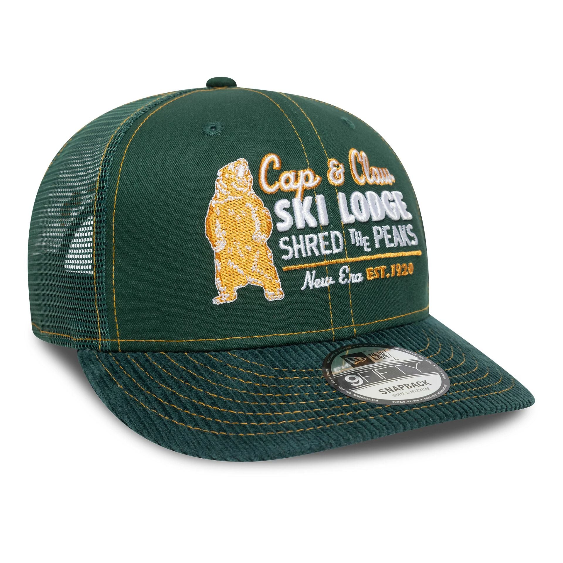 New Era Cord Visor Dark Green 9FIFTY Trucker Snapback Adjustable Cap
