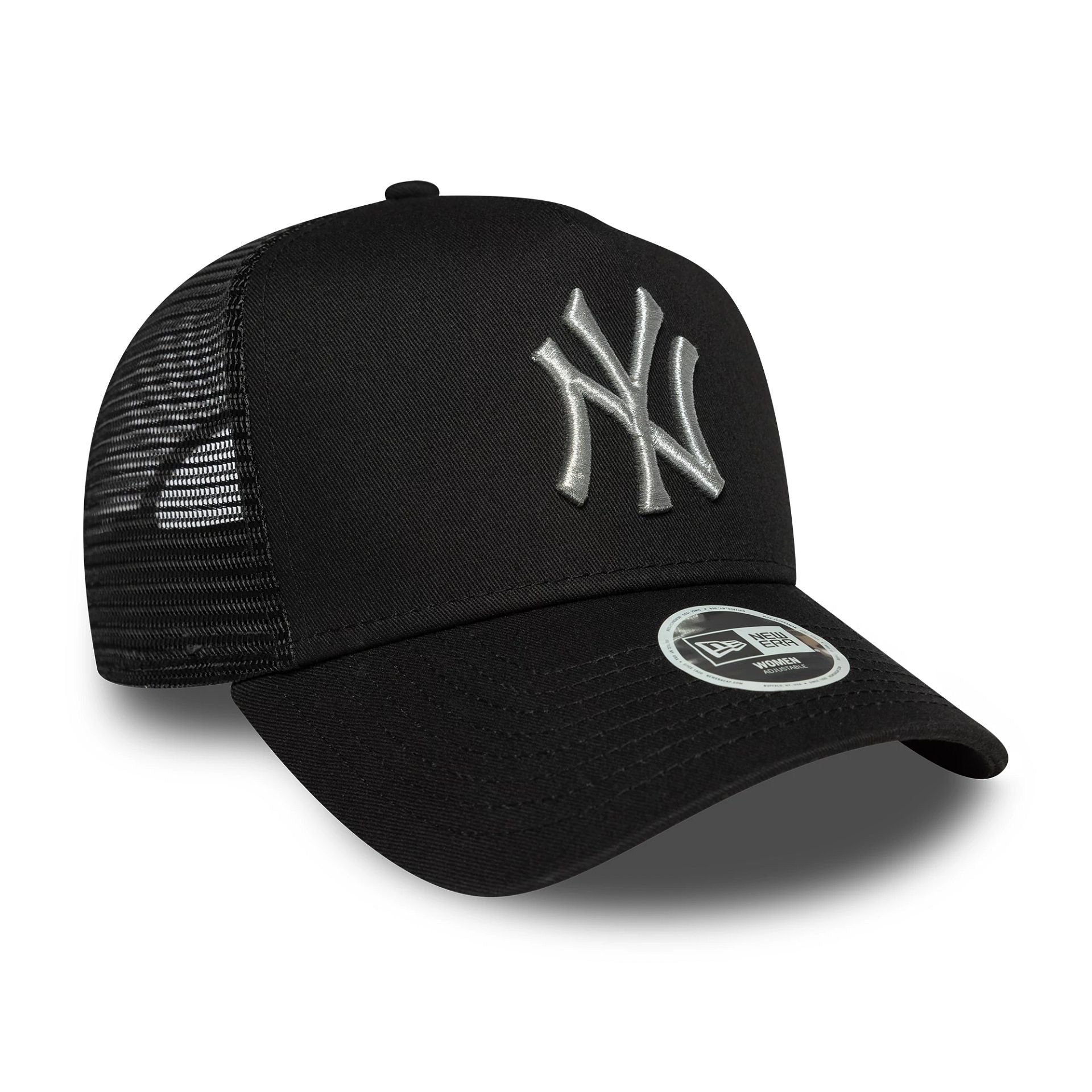 New York Yankees Womens MLB Metallic Black 9FORTY A-Frame Trucker Adjustable Cap