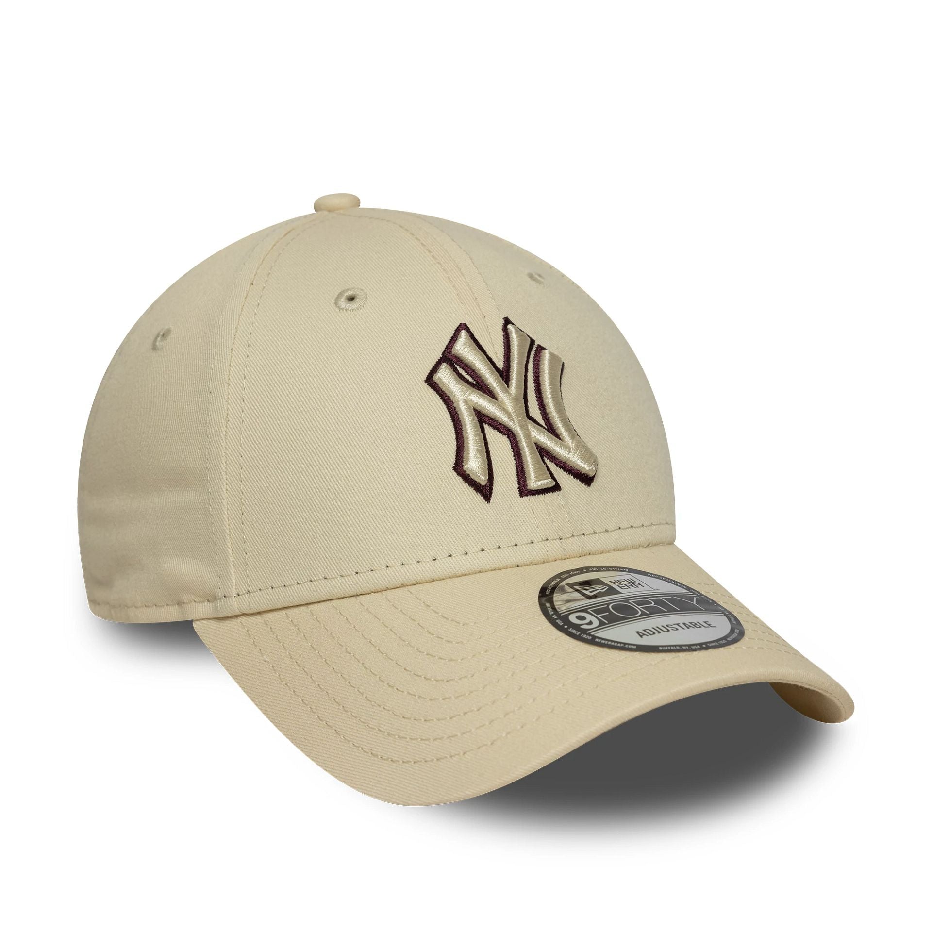 New York Yankees MLB Team Outline Cream 9FORTY Adjustable Cap