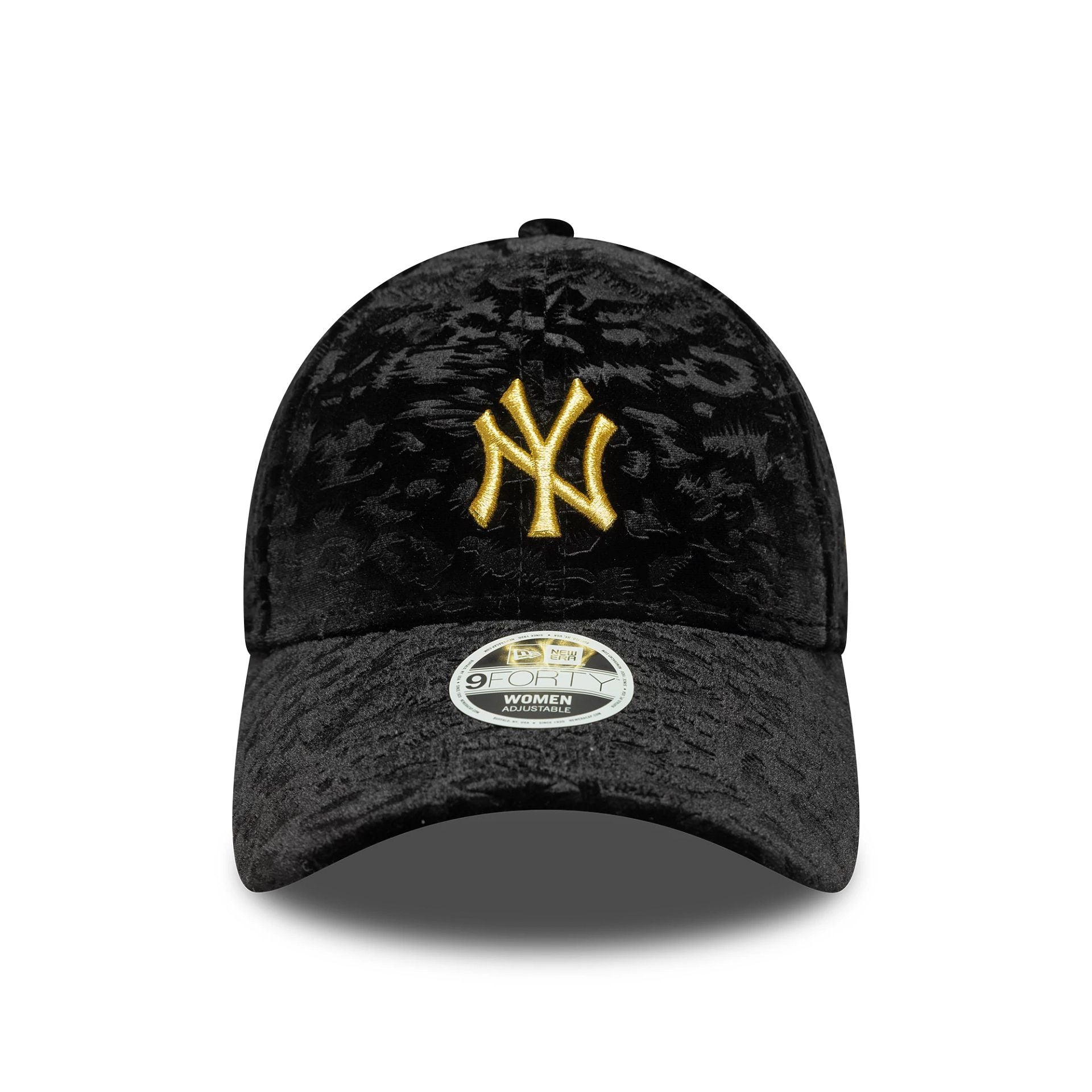 New York Yankees Womens MLB Leo Velour Black 9FORTY Adjustable Cap