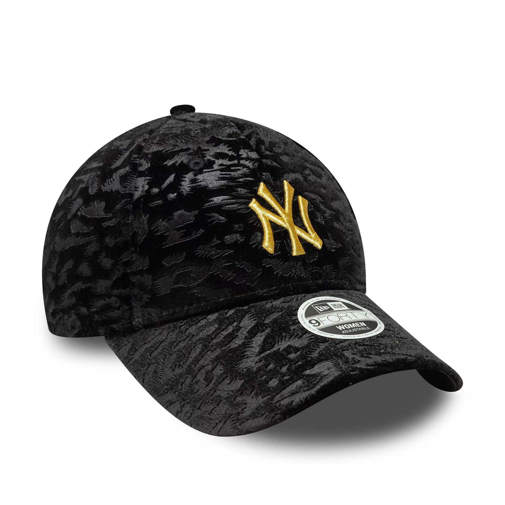 New York Yankees Womens MLB Leo Velour Black 9FORTY Adjustable Cap
