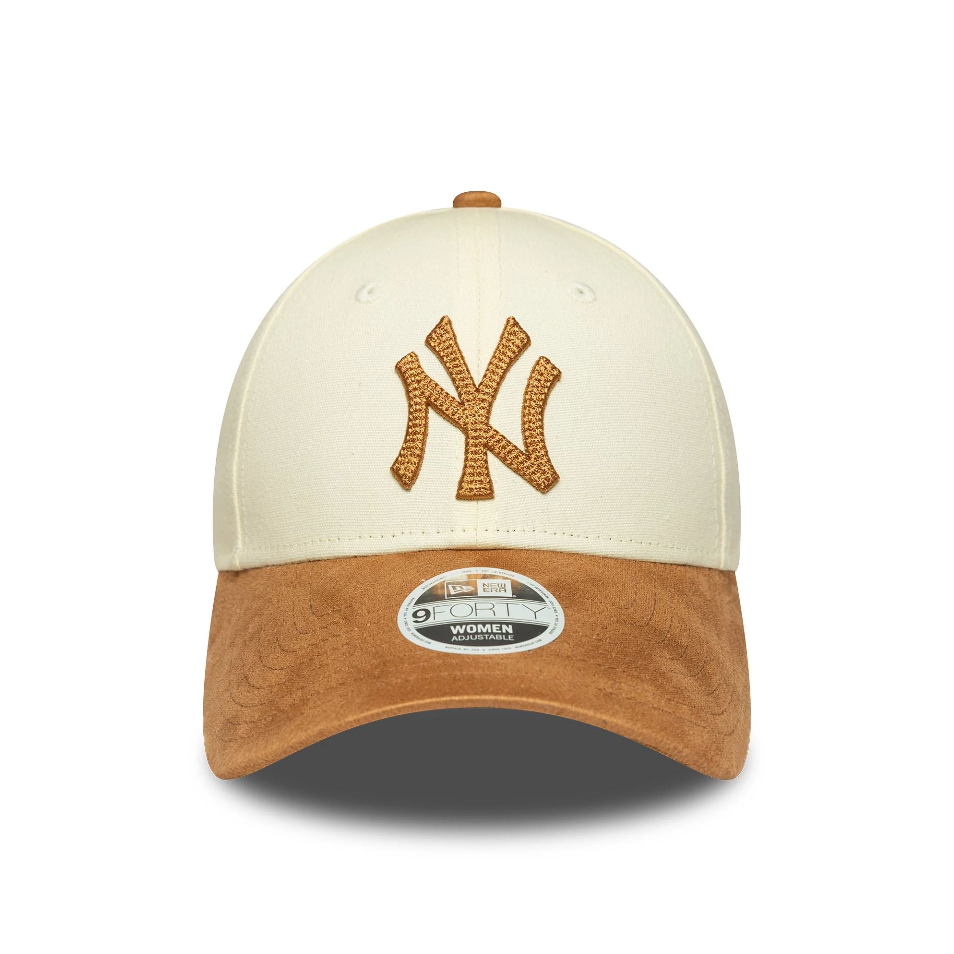 New York Yankees Womens MLB Faux Suede Cream 9FORTY Adjustable Cap