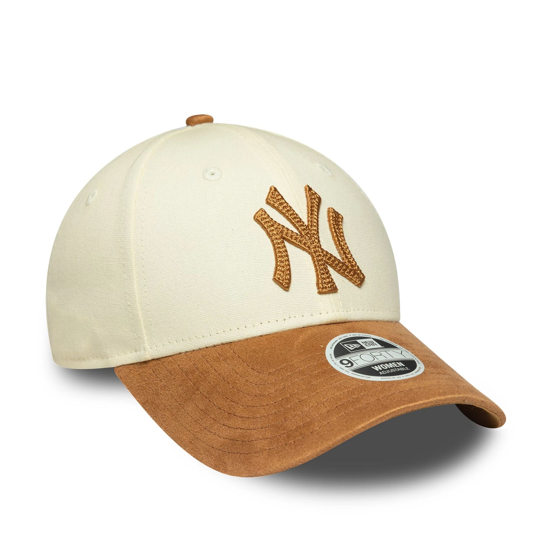 New York Yankees Womens MLB Faux Suede Cream 9FORTY Adjustable Cap