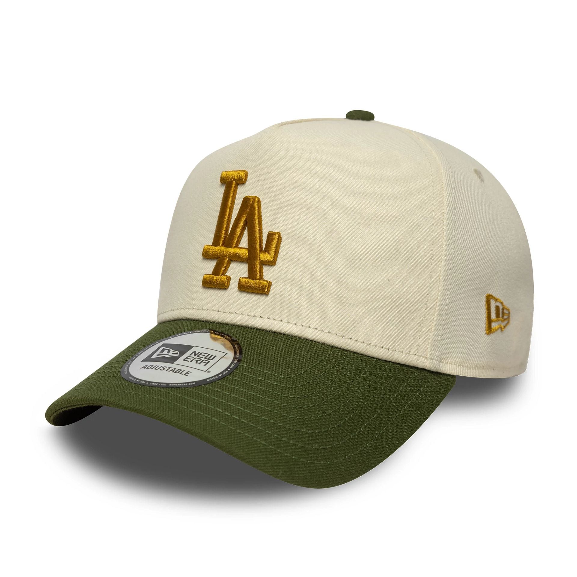 LA Dodgers MLB World Series Patch Cream 9FORTY E-Frame Adjustable Cap