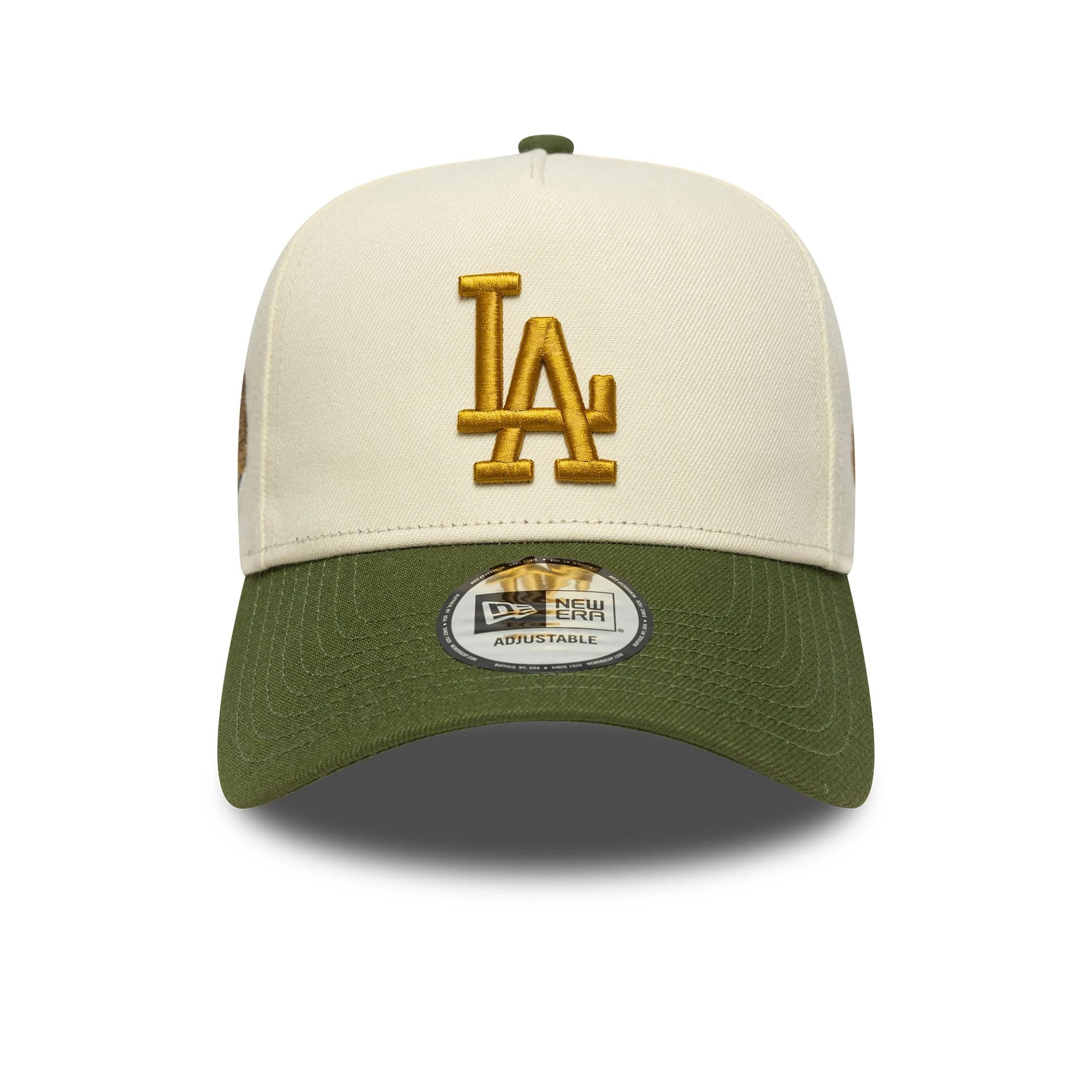 LA Dodgers MLB World Series Patch Cream 9FORTY E-Frame Adjustable Cap