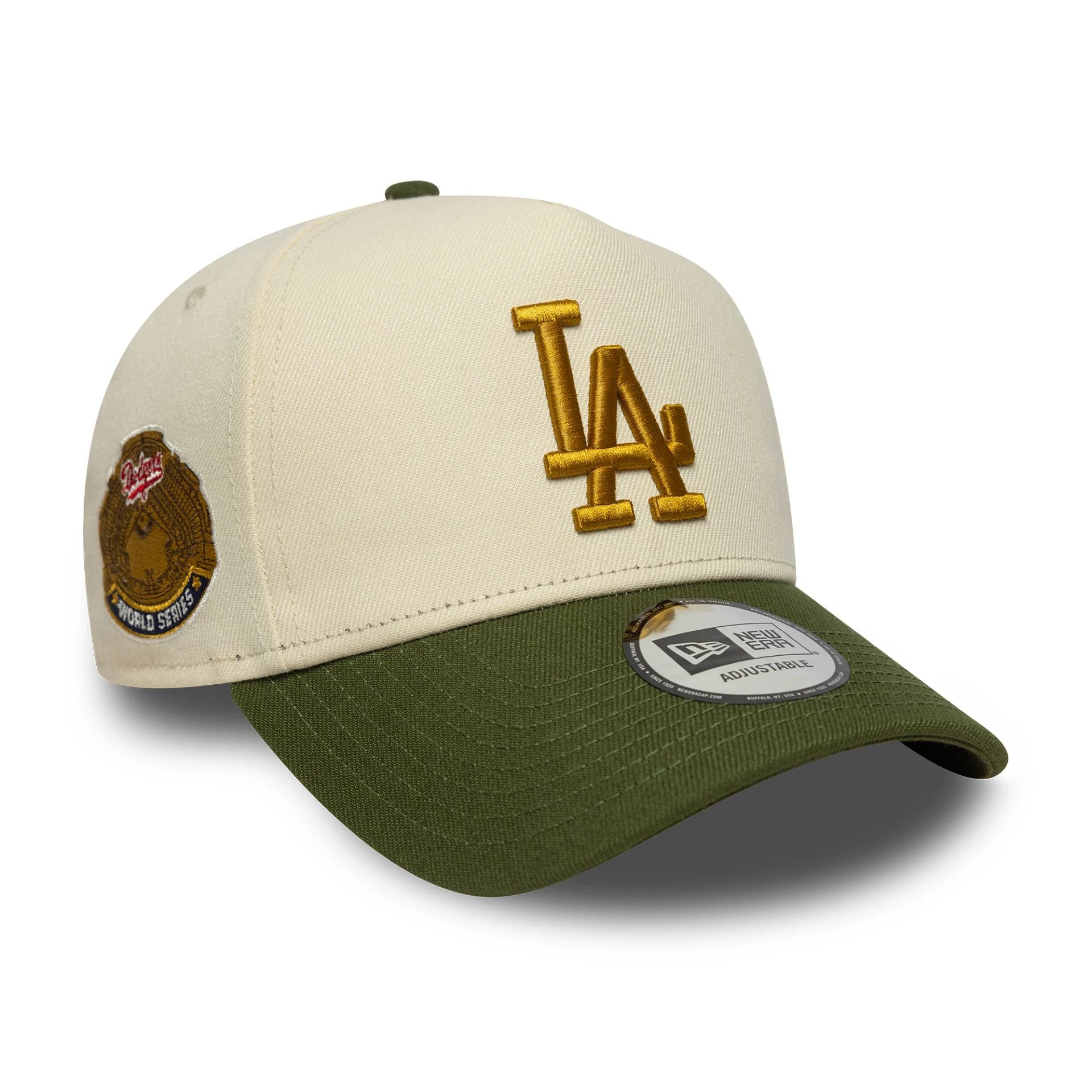 LA Dodgers MLB World Series Patch Cream 9FORTY E-Frame Adjustable Cap