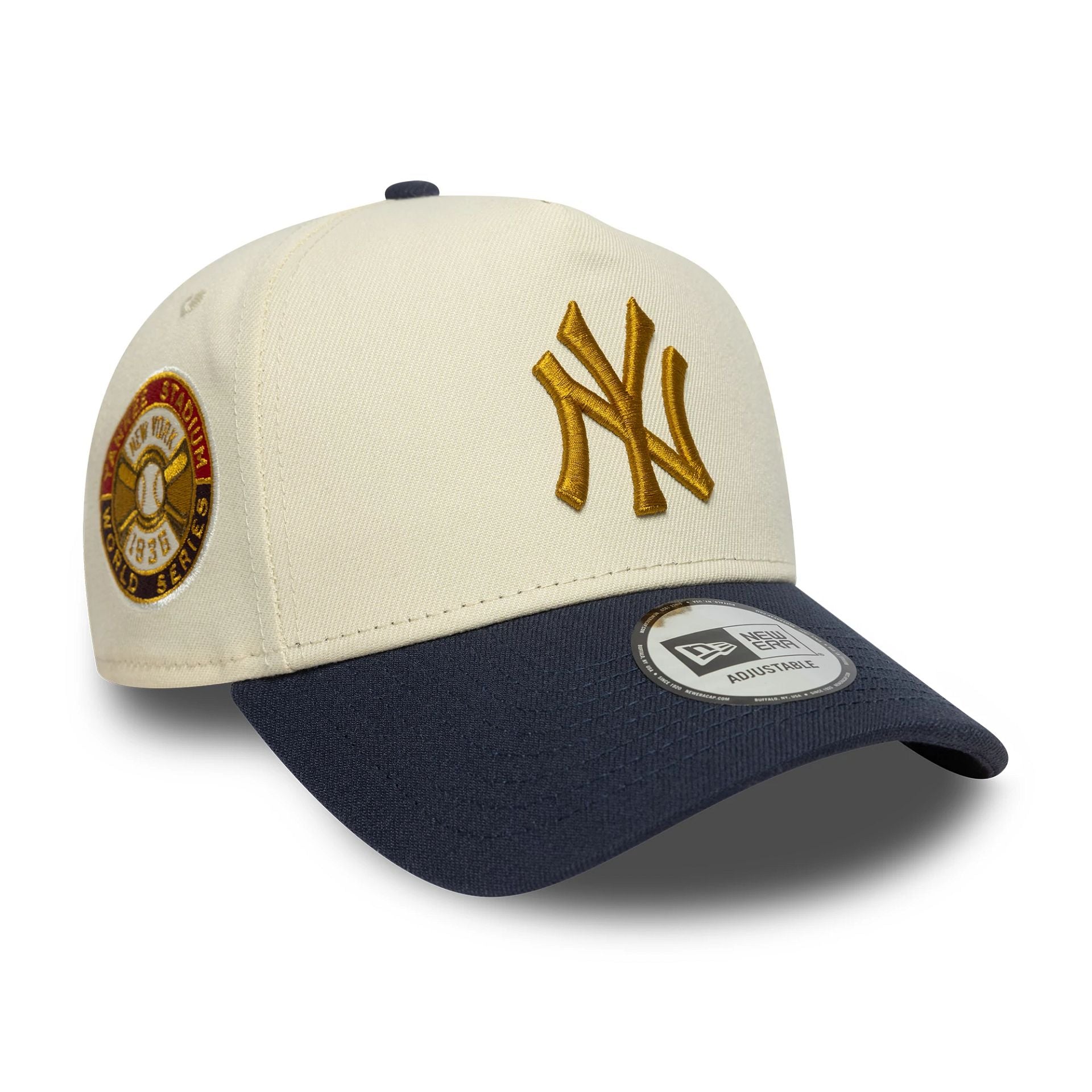 New York Yankees MLB World Series Patch Cream 9FORTY E-Frame Adjustable Cap