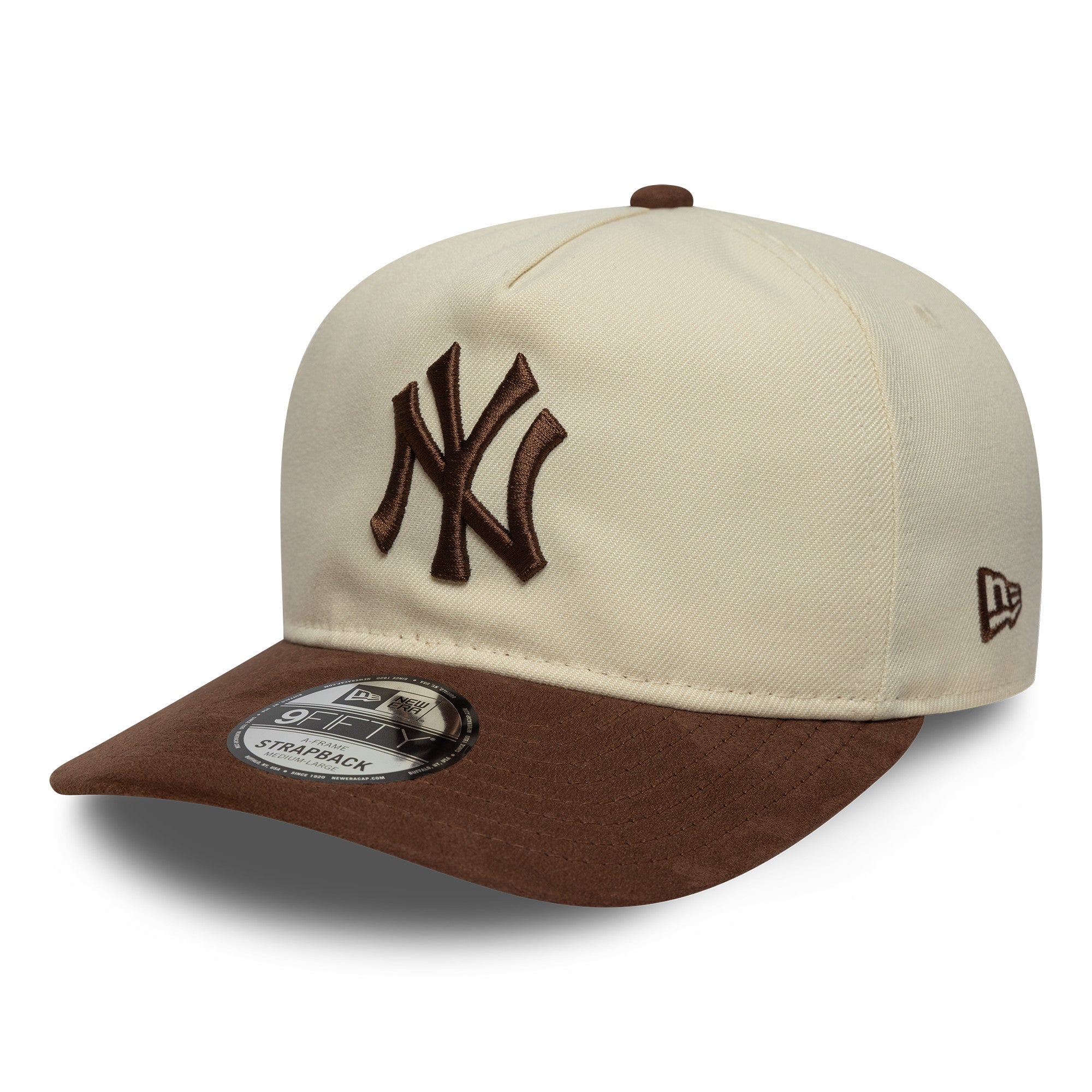 Yankees MLB Suede Visor Light Beige 9FIFTY A-Frame Snapback Cap