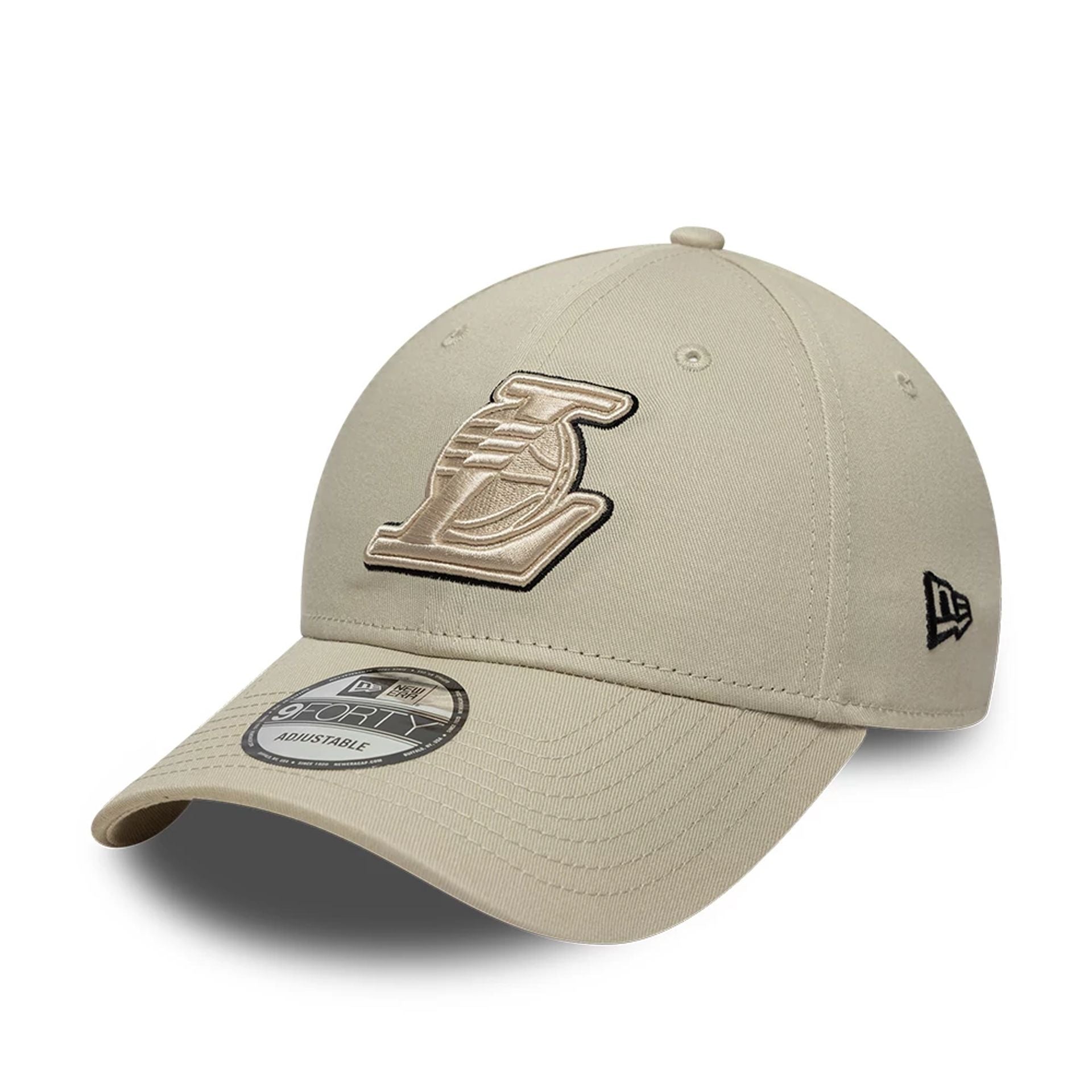 LA Lakers NBA Team Outline Cream 9FORTY Adjustable Cap