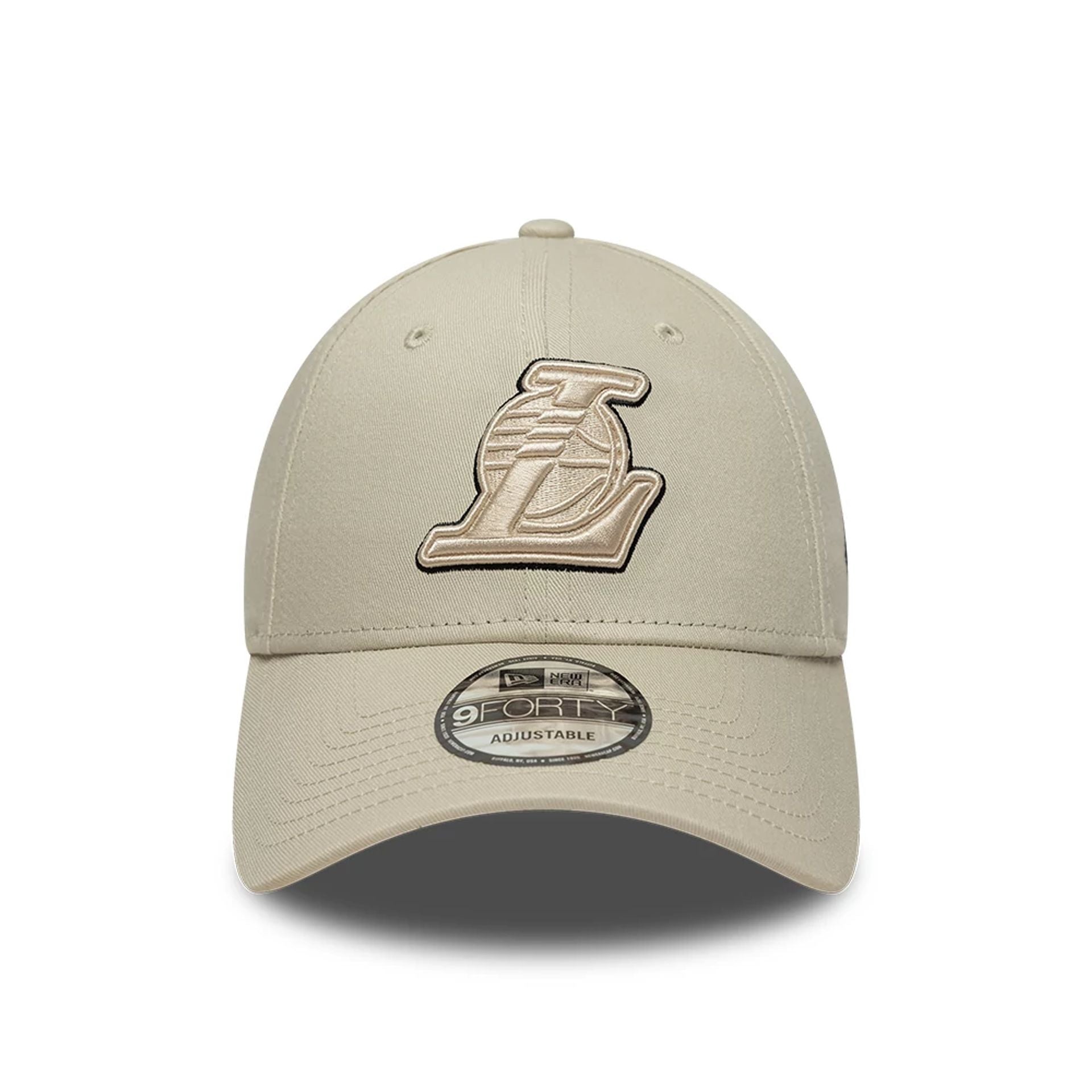 LA Lakers NBA Team Outline Cream 9FORTY Adjustable Cap
