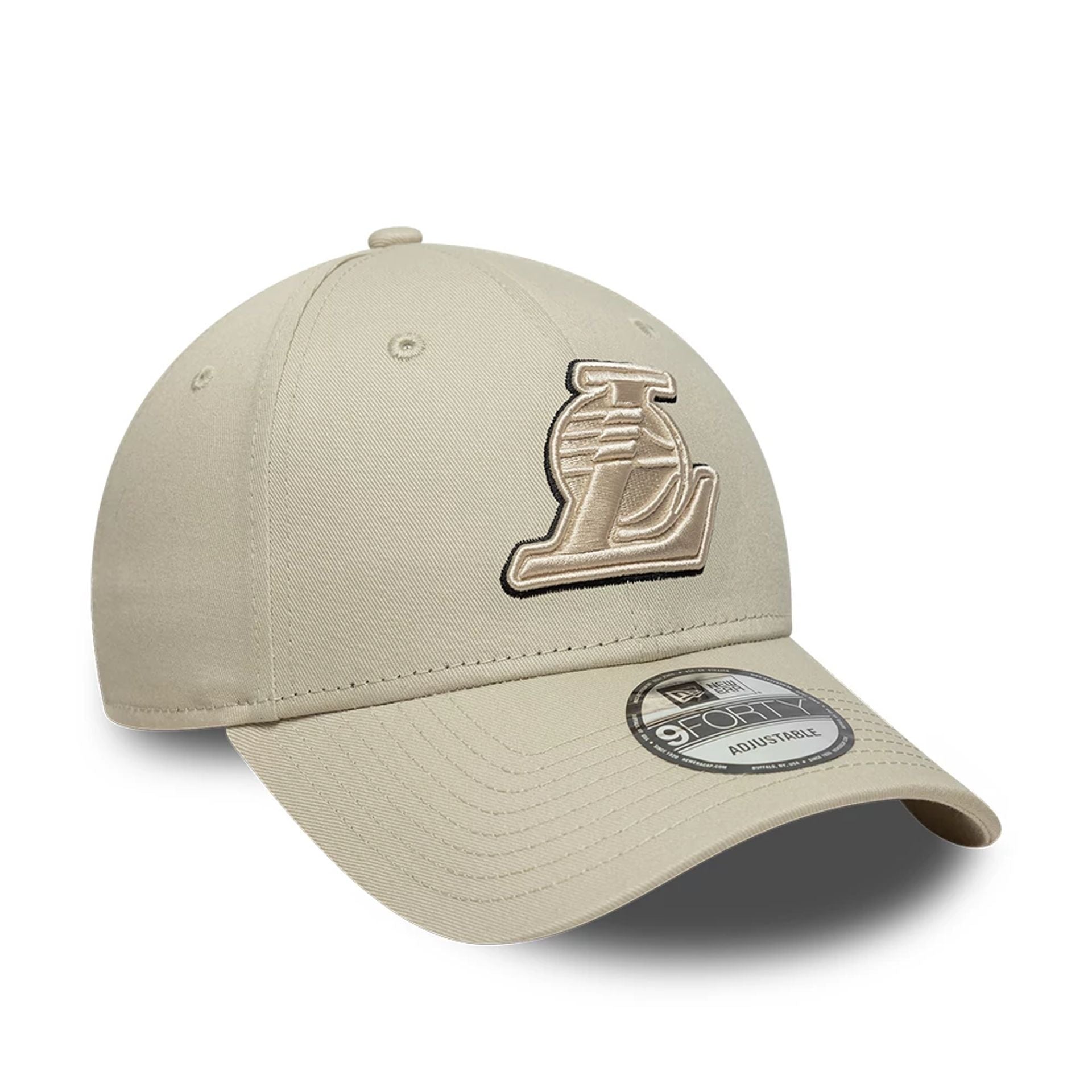 LA Lakers NBA Team Outline Cream 9FORTY Adjustable Cap