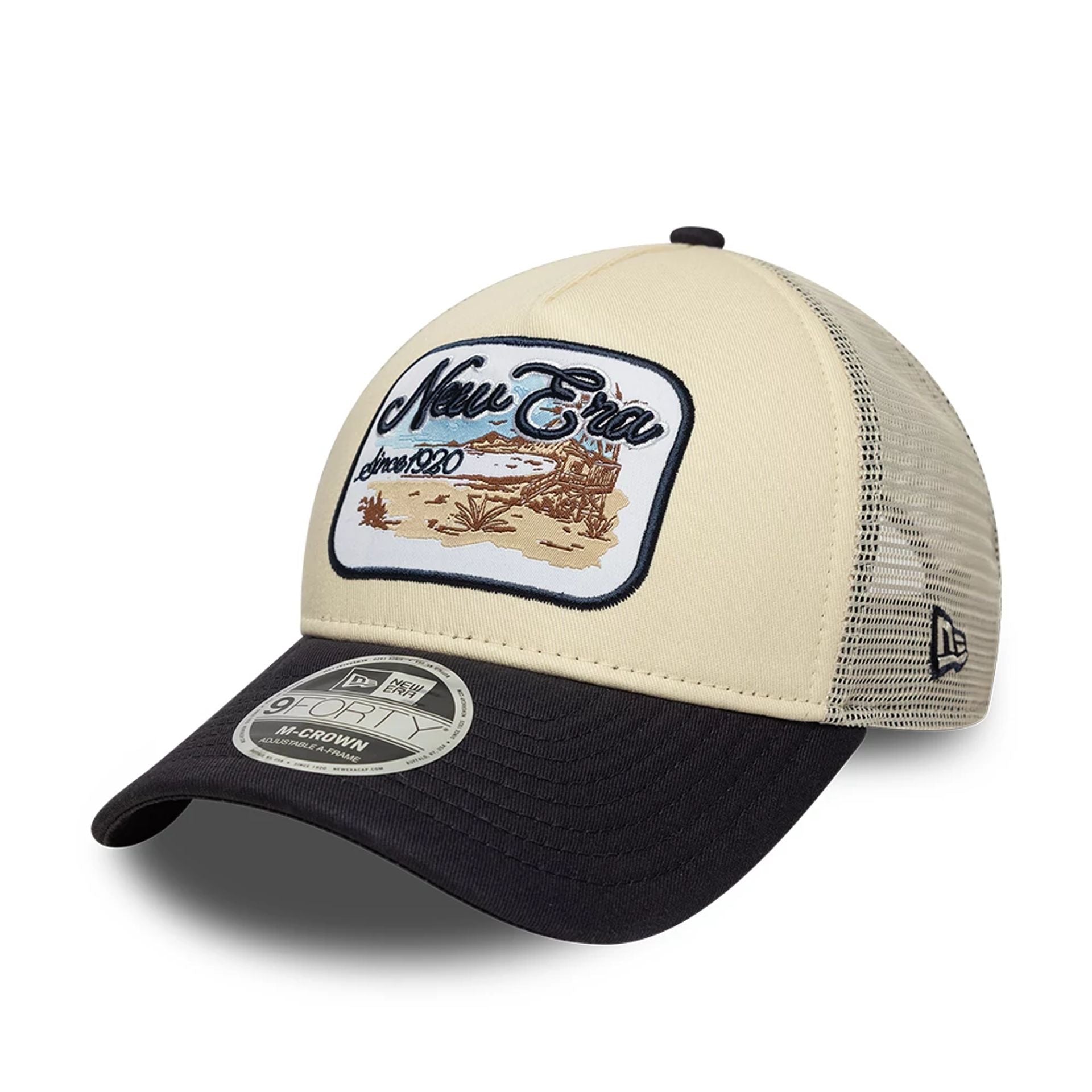 New Era Light Beige 9FORTY M-Crown A-Frame Trucker Adjustable Cap