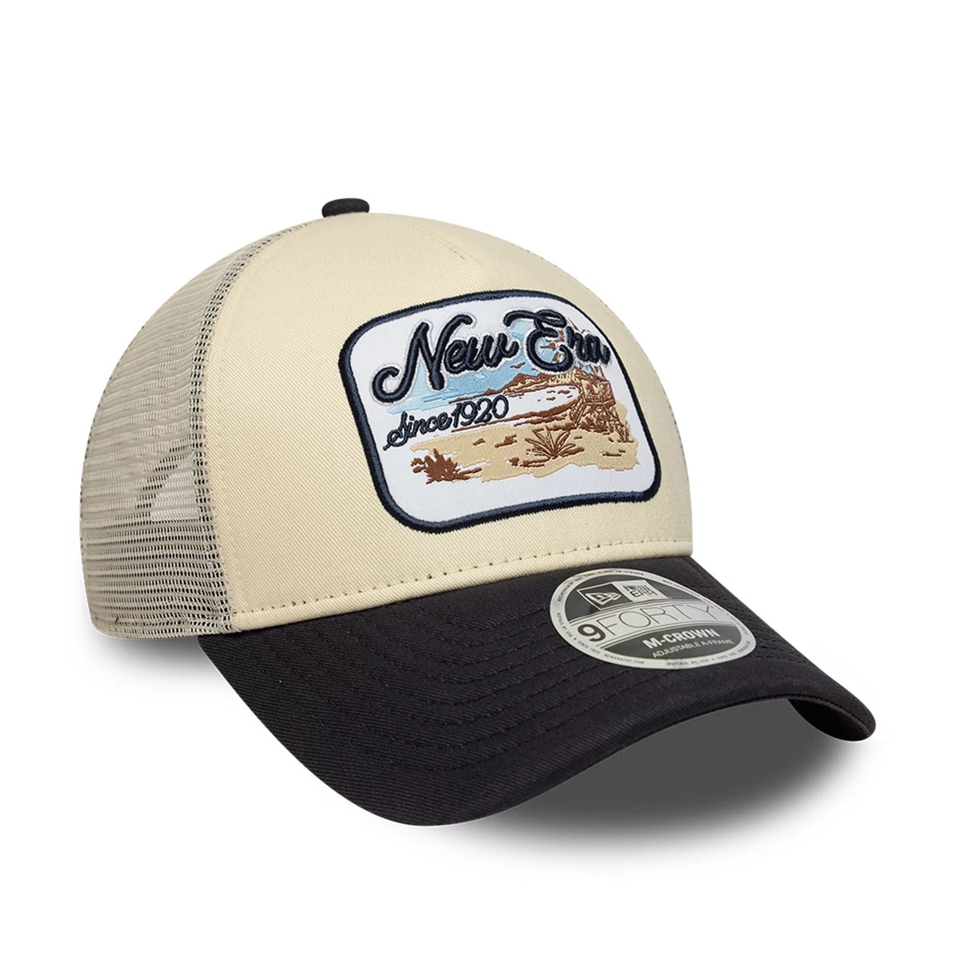 New Era Light Beige 9FORTY M-Crown A-Frame Trucker Adjustable Cap