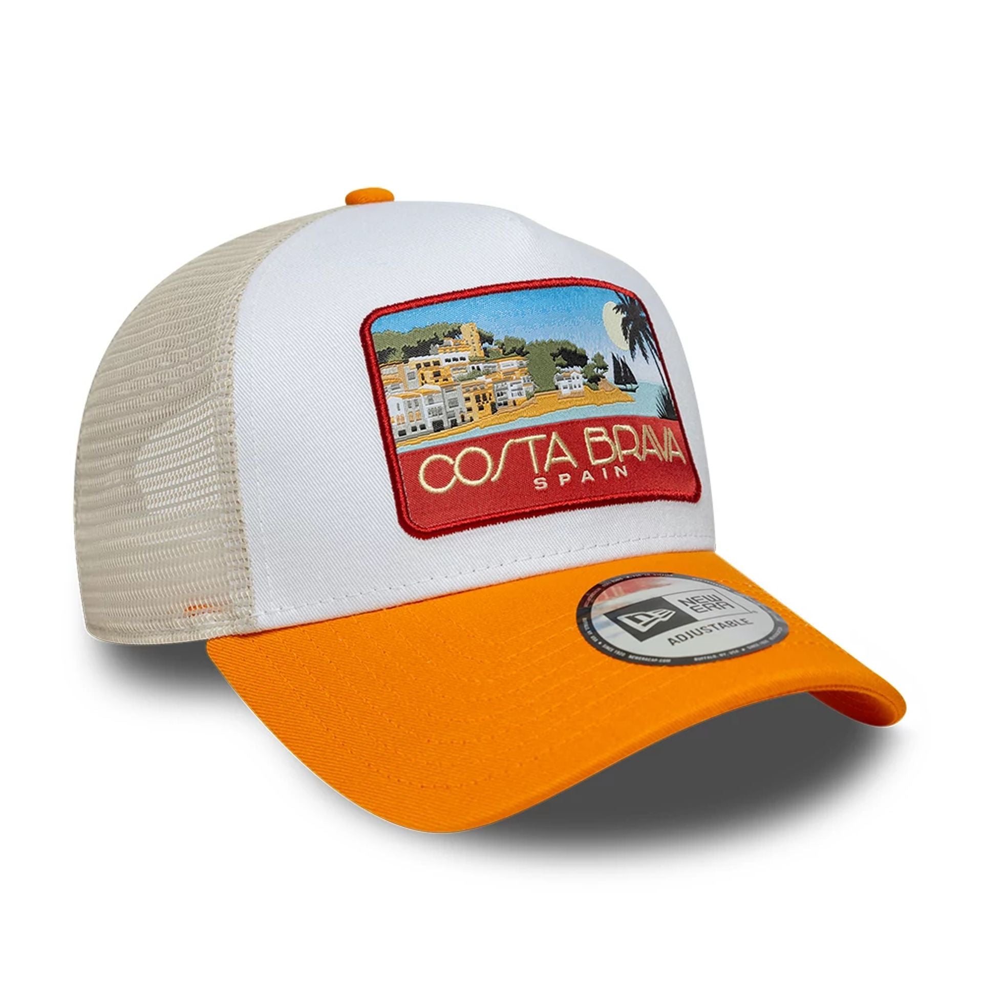 New Era Location Orange 9FORTY A-Frame Trucker Adjustable Cap