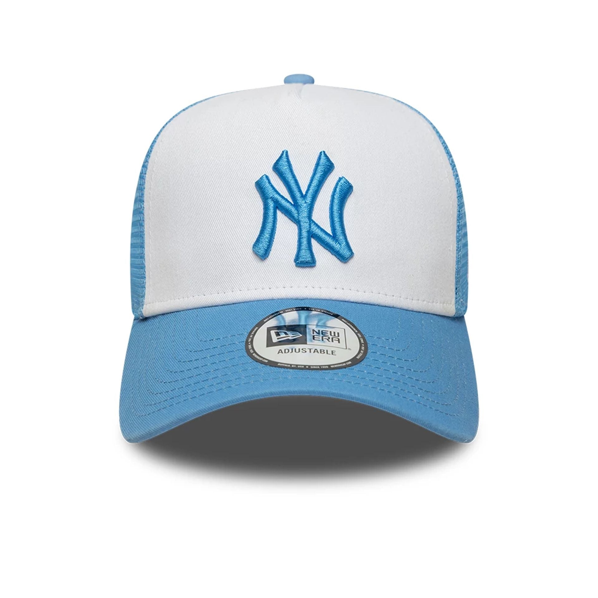 New York Yankees MLB League Essential Pastel Blue 9FORTY A-Frame Trucker Adjustable Cap