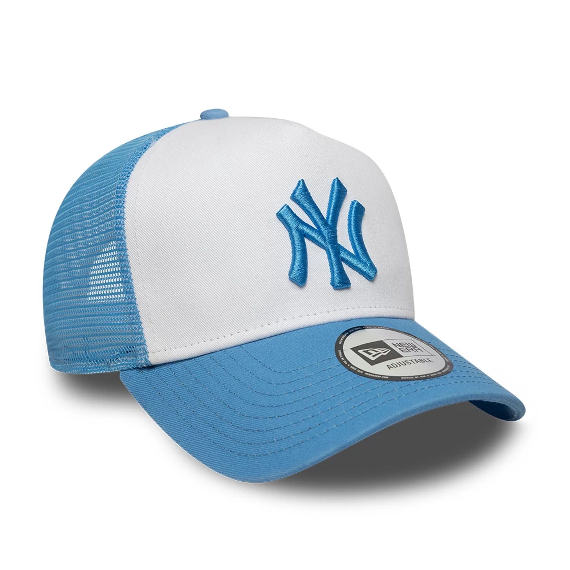 New York Yankees MLB League Essential Pastel Blue 9FORTY A-Frame Trucker Adjustable Cap
