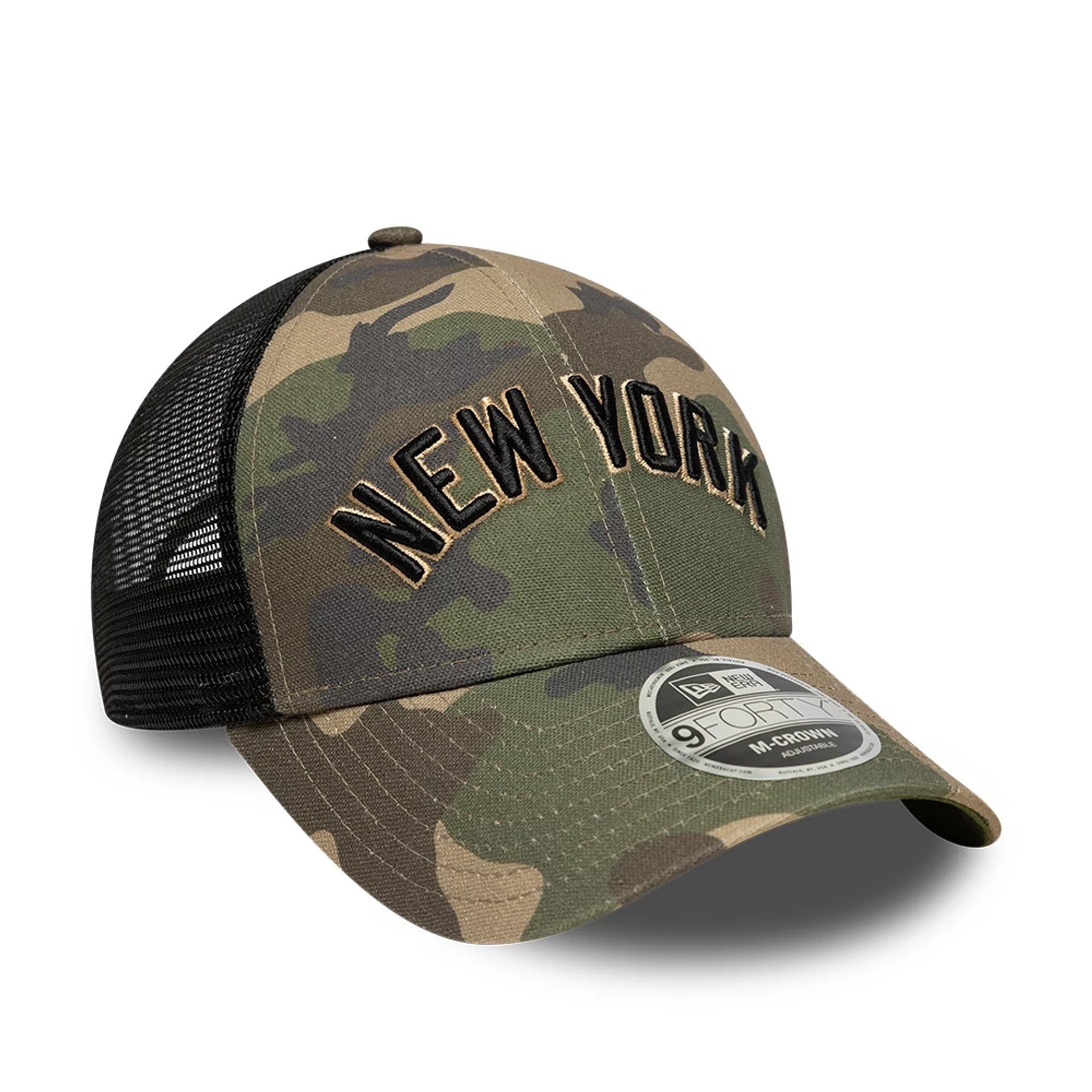 New York Yankees MLB Wordmark Woodland Camo 9FORTY M-Crown Adjustable Cap