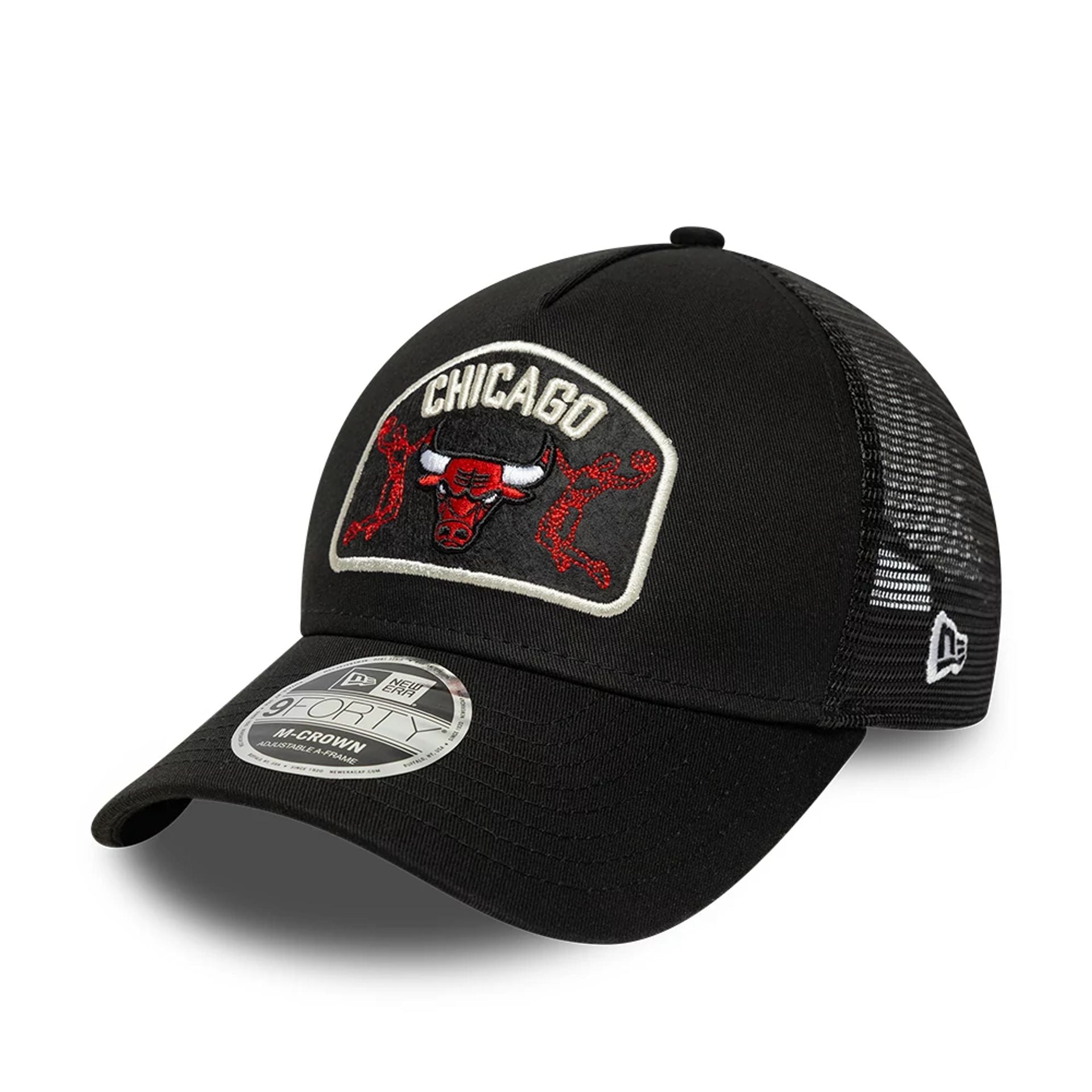 Chicago Bulls NBA Black 9FORTY M-Crown A-Frame Trucker Adjustable Cap