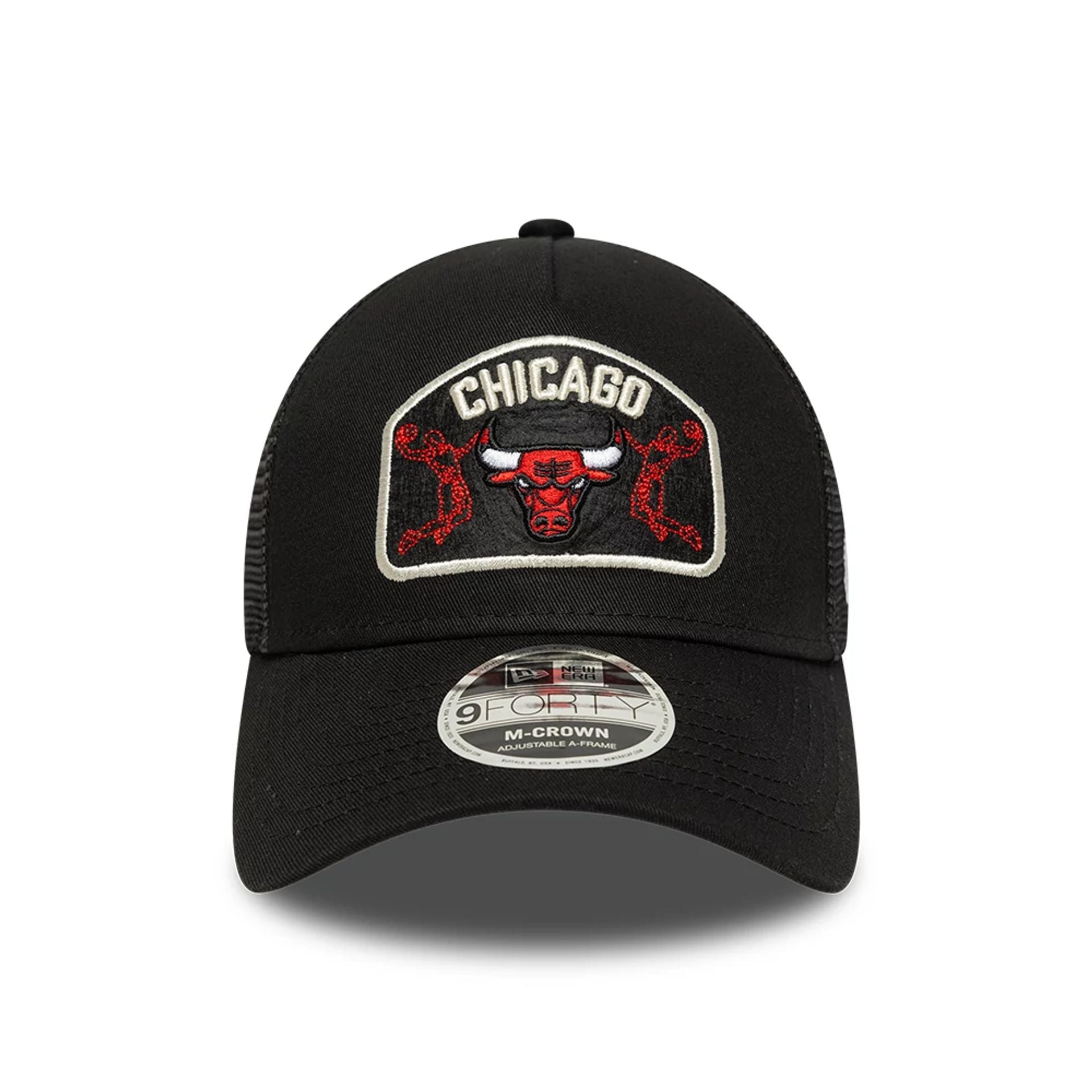 Chicago Bulls NBA Black 9FORTY M-Crown A-Frame Trucker Adjustable Cap