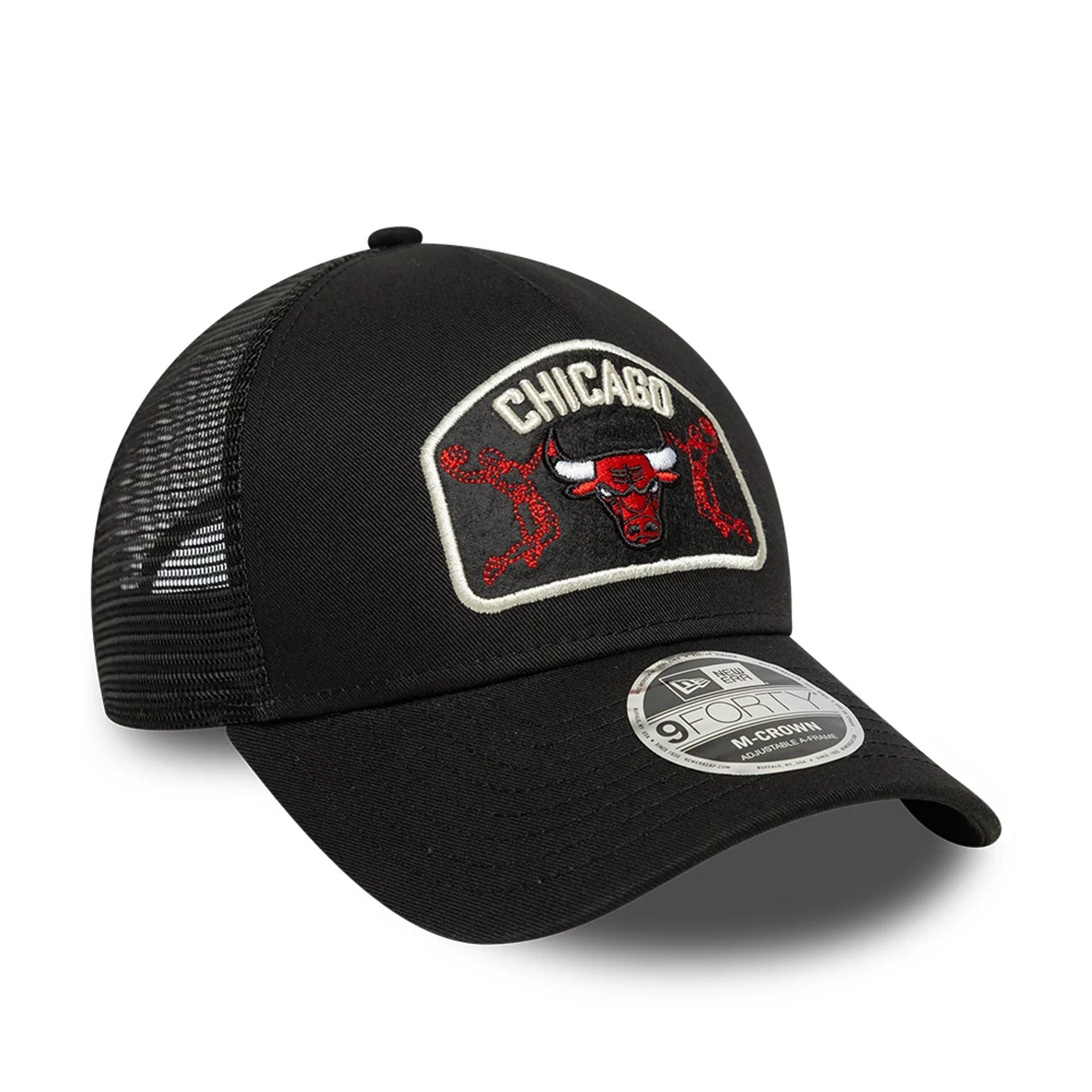 Chicago Bulls NBA Black 9FORTY M-Crown A-Frame Trucker Adjustable Cap