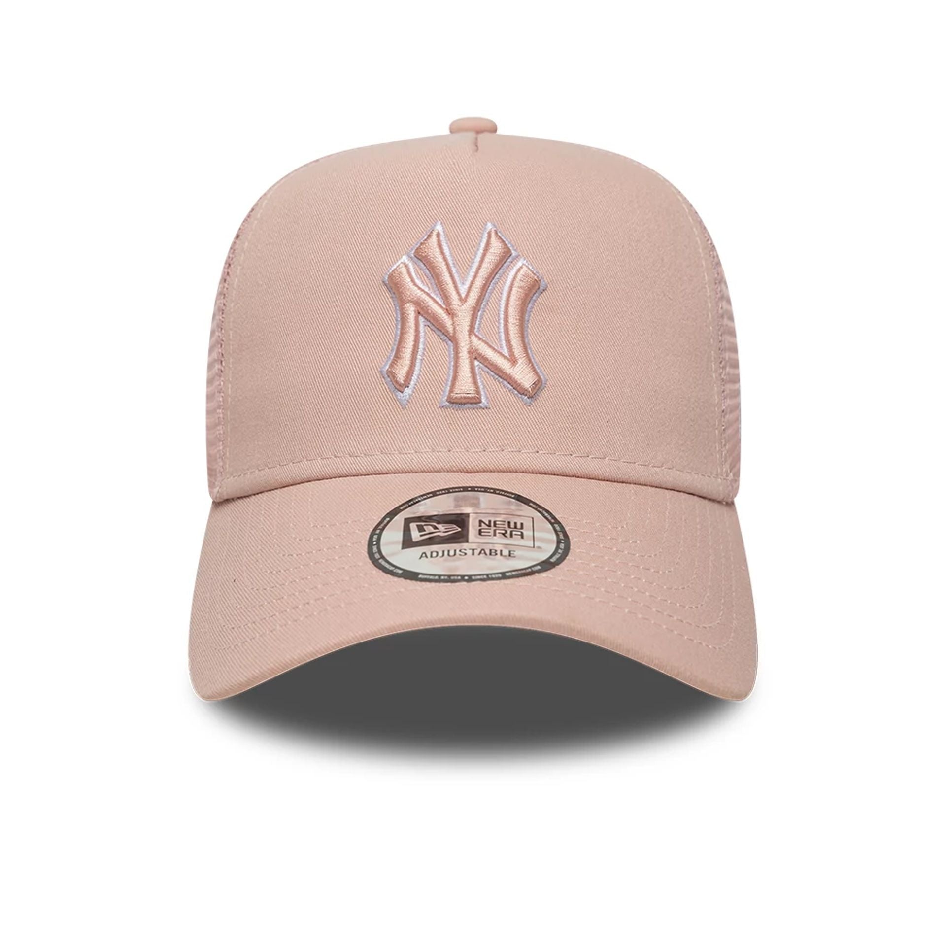 New York Yankees MLB Outline Pastel Pink 9FORTY E-Frame Trucker Adjustable Cap