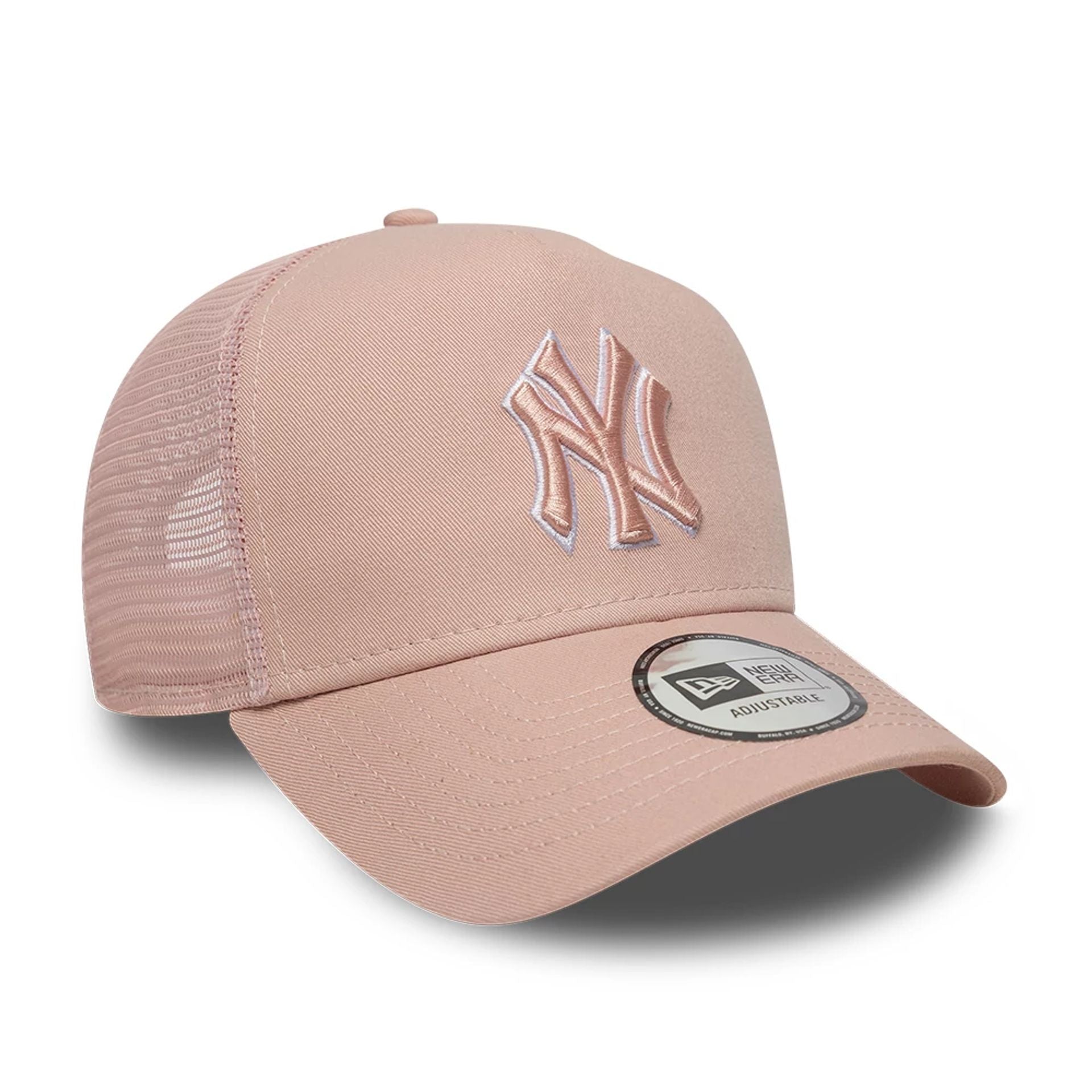 New York Yankees MLB Outline Pastel Pink 9FORTY E-Frame Trucker Adjustable Cap